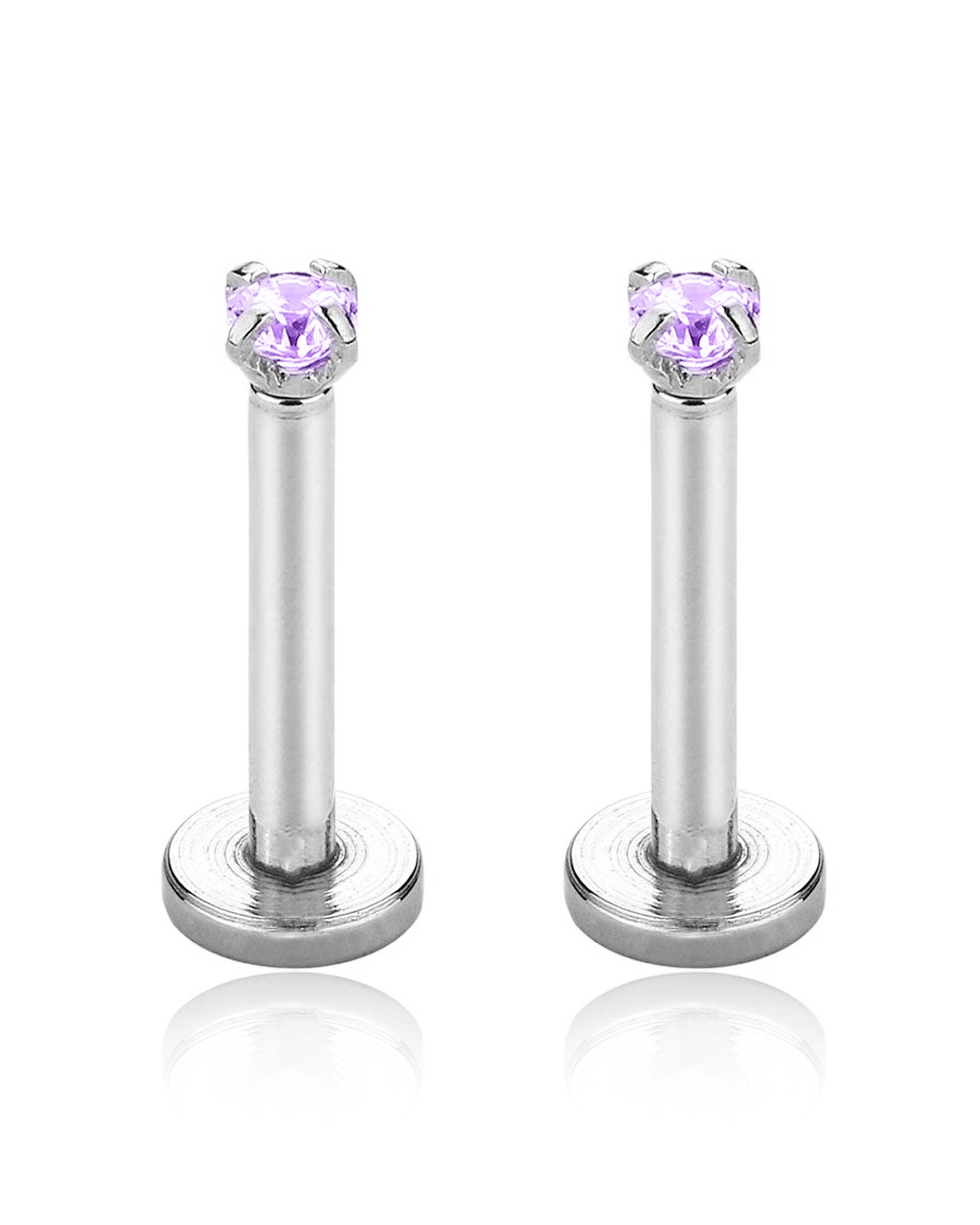 Vibrant Colorful Crystal Prong Ear Piercing Earring Stud Set