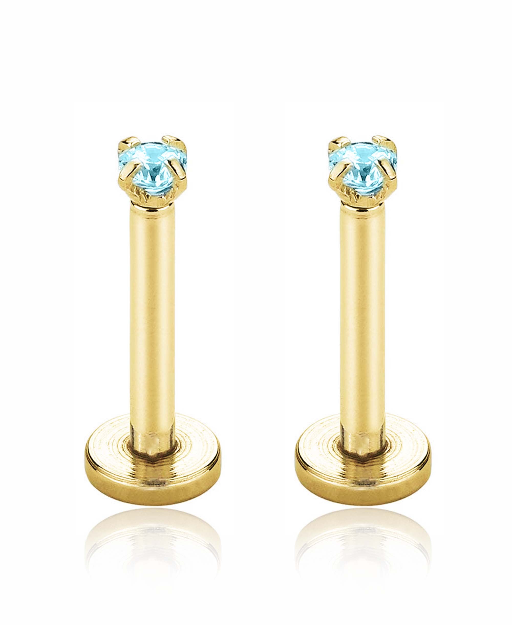 Vibrant Colorful Crystal Prong Ear Piercing Earring Stud Set