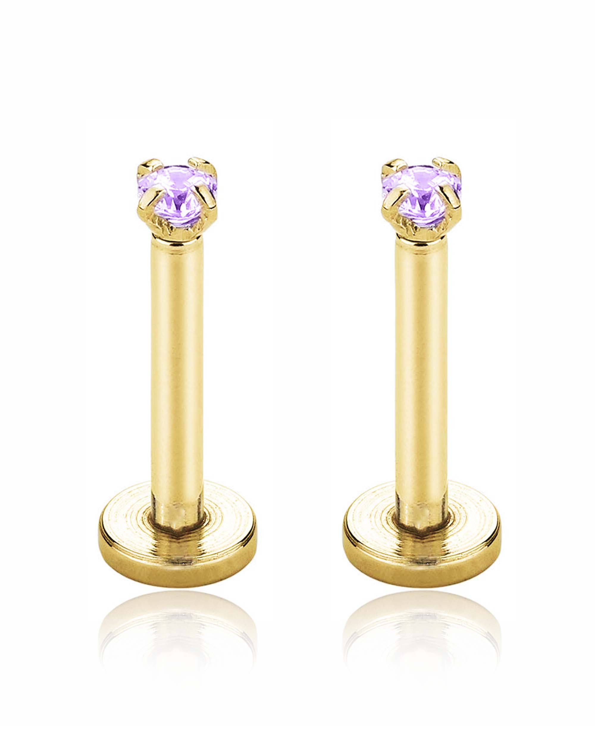 Vibrant Colorful Crystal Prong Ear Piercing Earring Stud Set