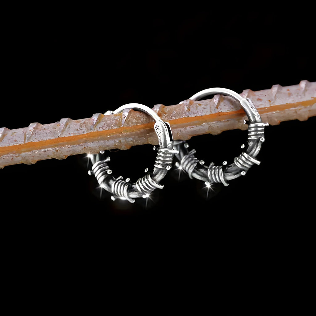 Barb Wire Stainless Steel Hoop Earrings