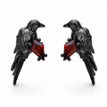 Crimson Raven 925 Sterling Silver Earrings with red stone – Black variant