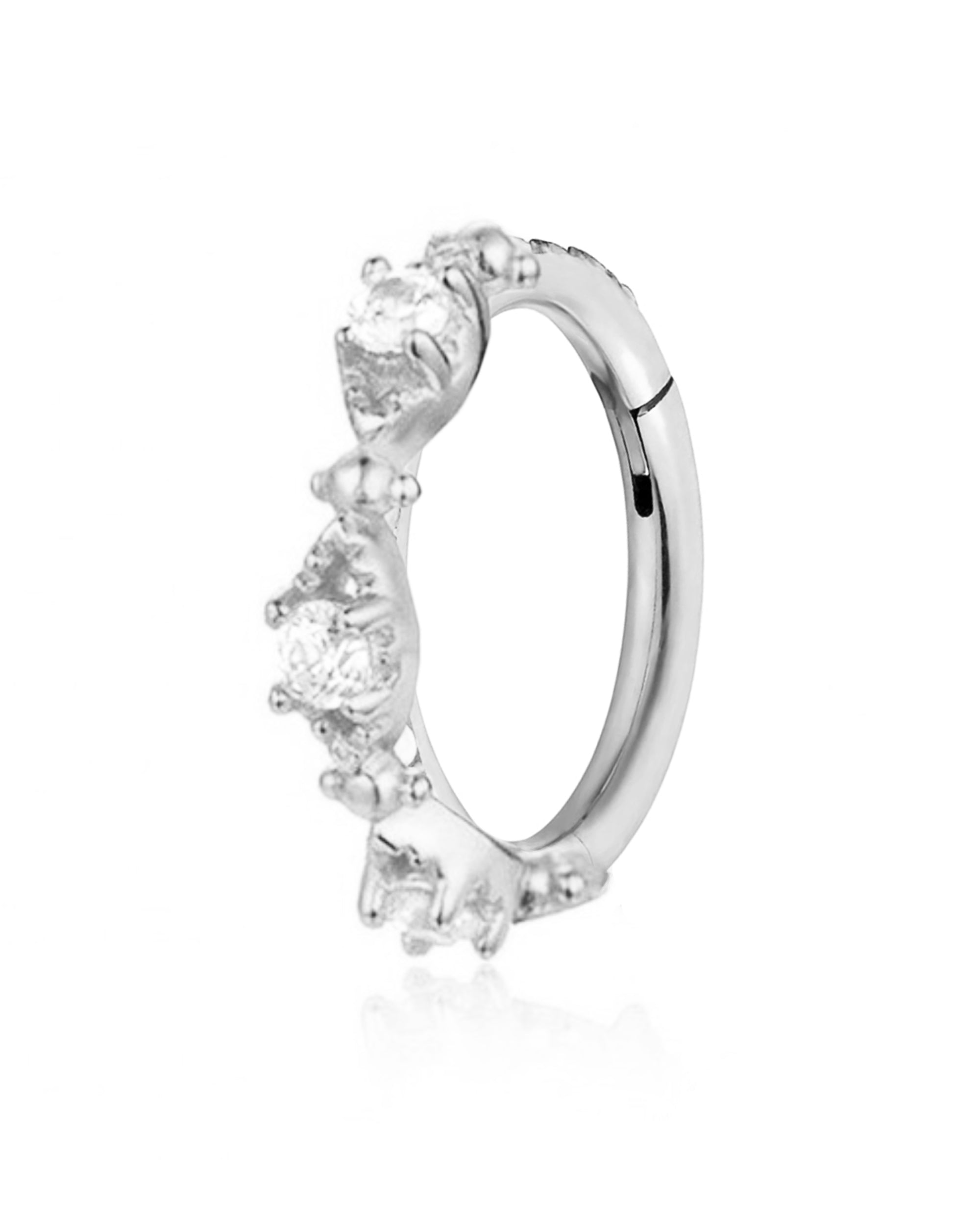 Couture Crystal Milgrain Eternity Hinged Segment Hoop Ring Clicker