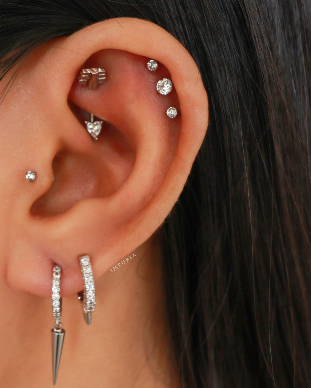 Cupid Heart Arrow Rook Ear Piercing Jewelry Curved Barbell