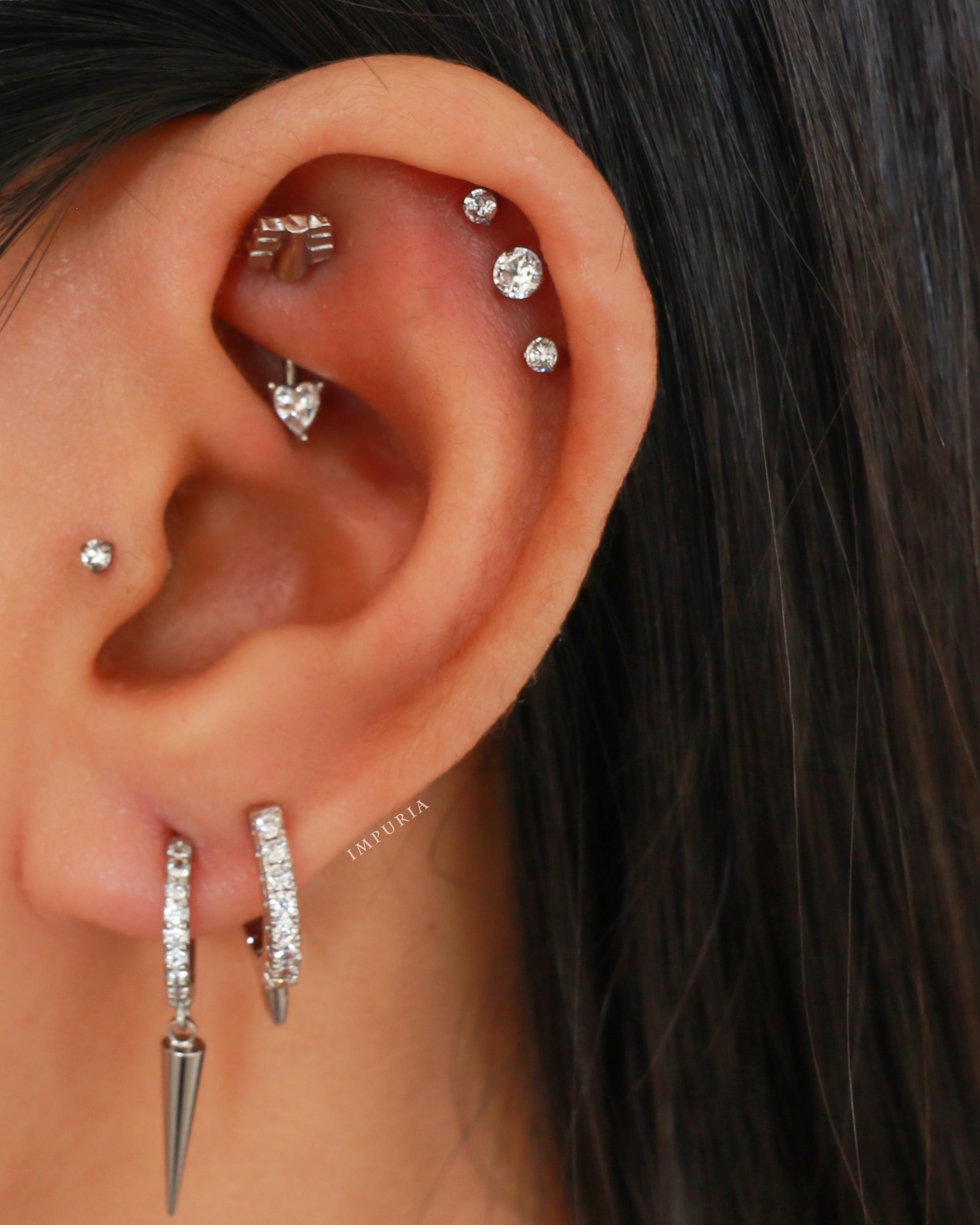 Cupid Heart Arrow Rook Ear Piercing Jewelry Curved Barbell