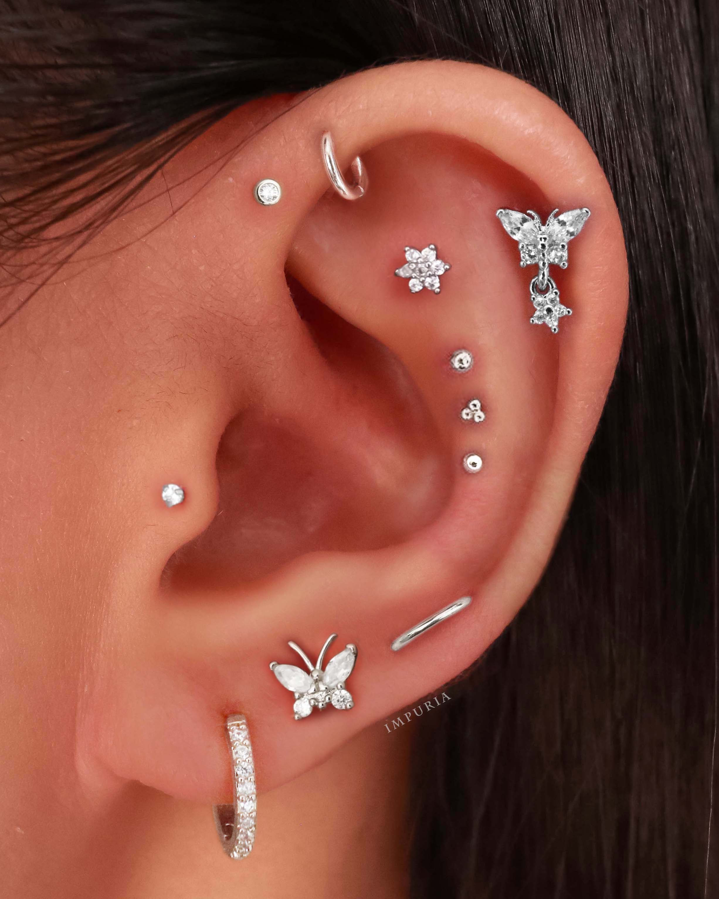 Miki Crystal Flower Ear Piercing Earring Stud Set
