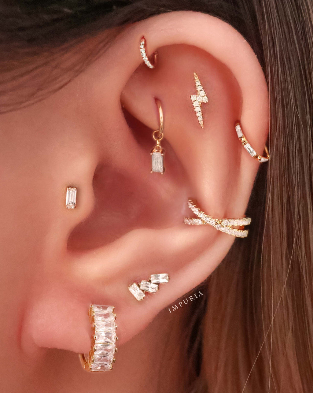 Olivia Crystal Pave Criss Cross X Ear Cuff Earring Set