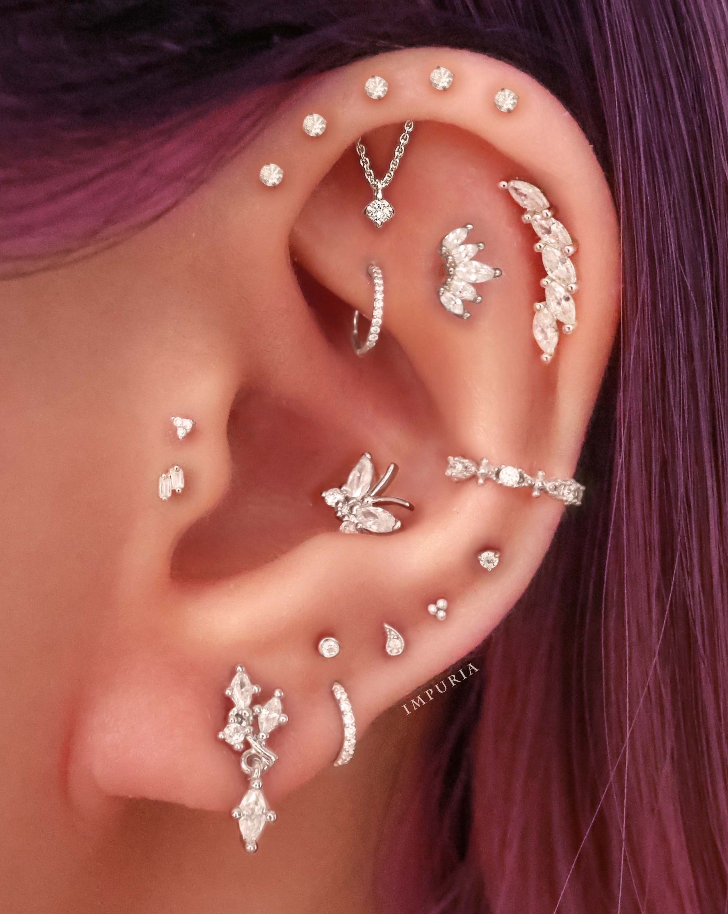 Eternity Crystal 14K Gold Ear Piercing Stud