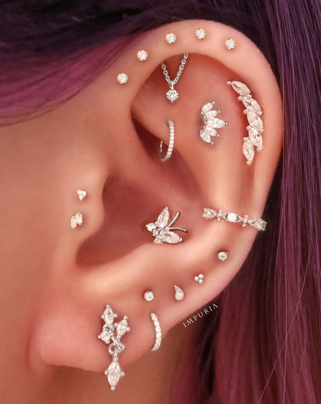 Ava Triple Prong Crystal 14K Gold Stud Earrings