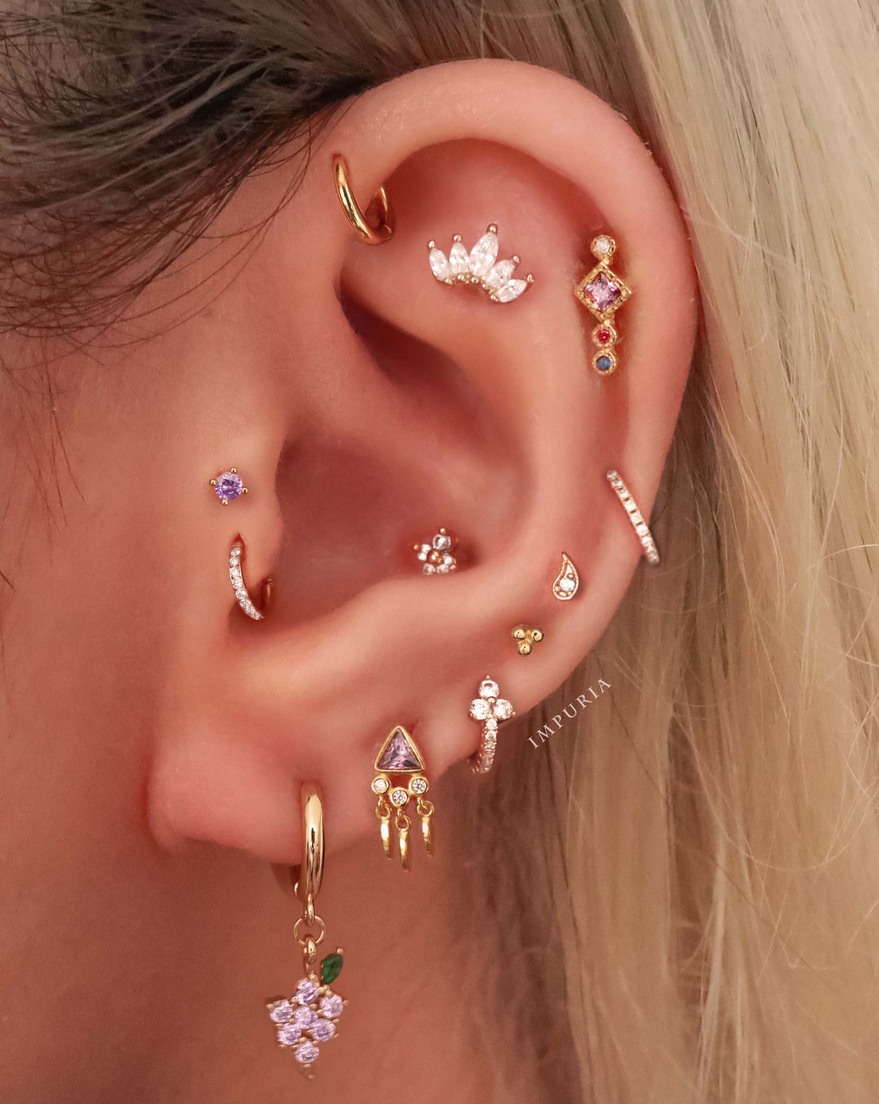 Rainn Teardrop Crystal Ear Piercing Earring Stud