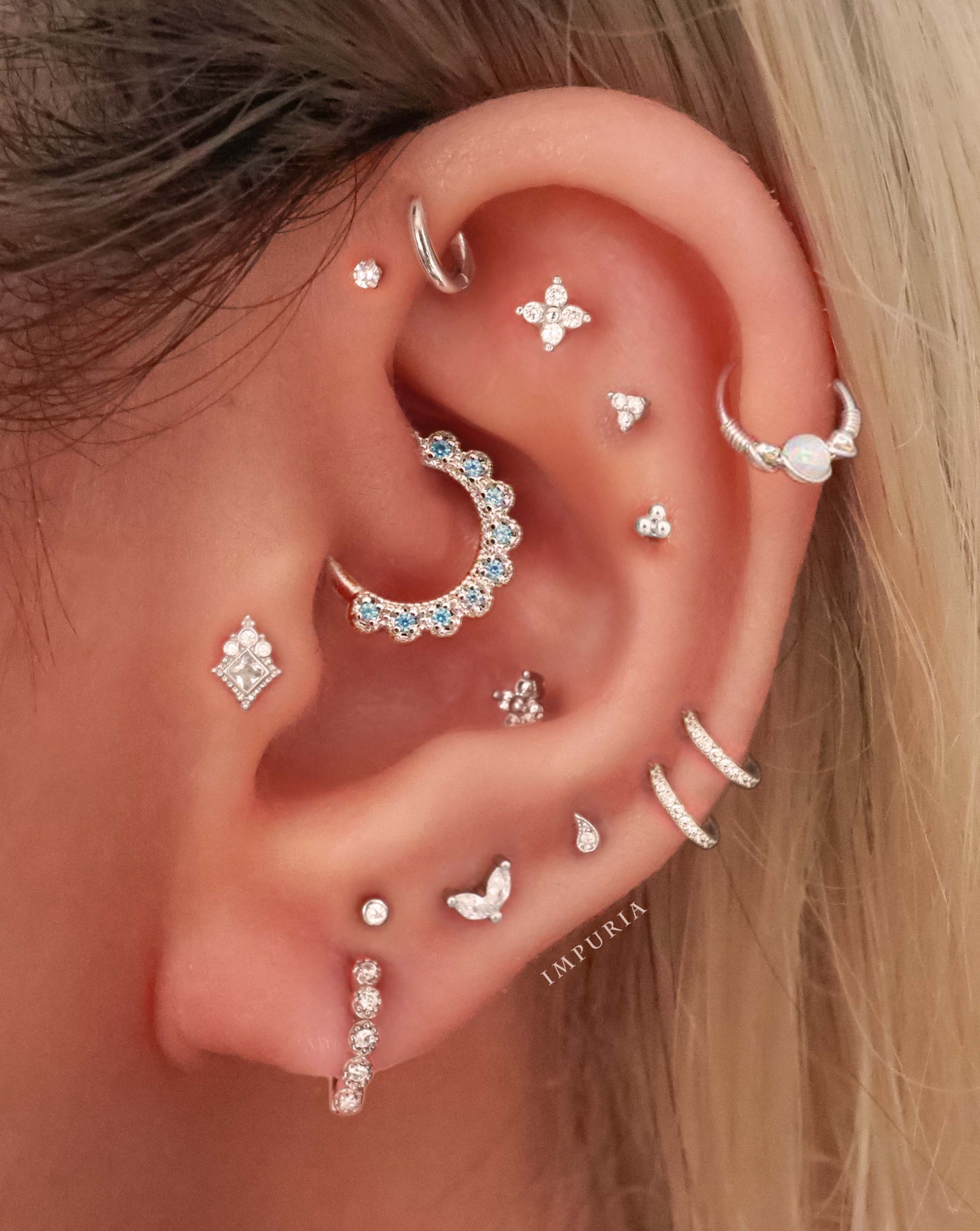 Sparkle Crystal Threaded Prong Ear Piercing Earring Stud Set