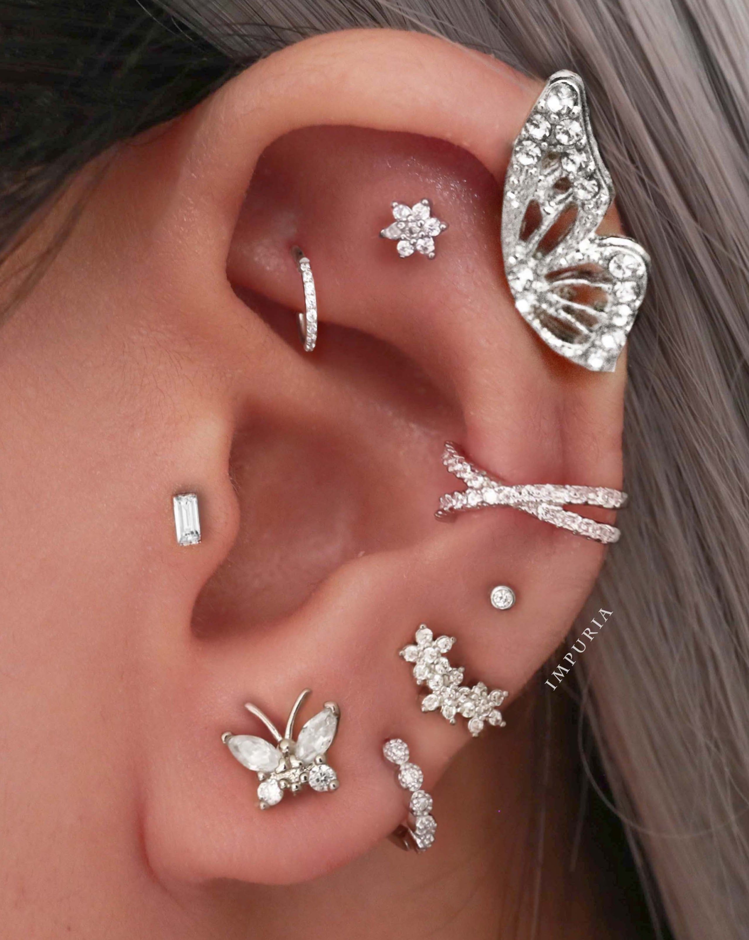 Olivia Crystal Pave Criss Cross X Ear Cuff Earring Set