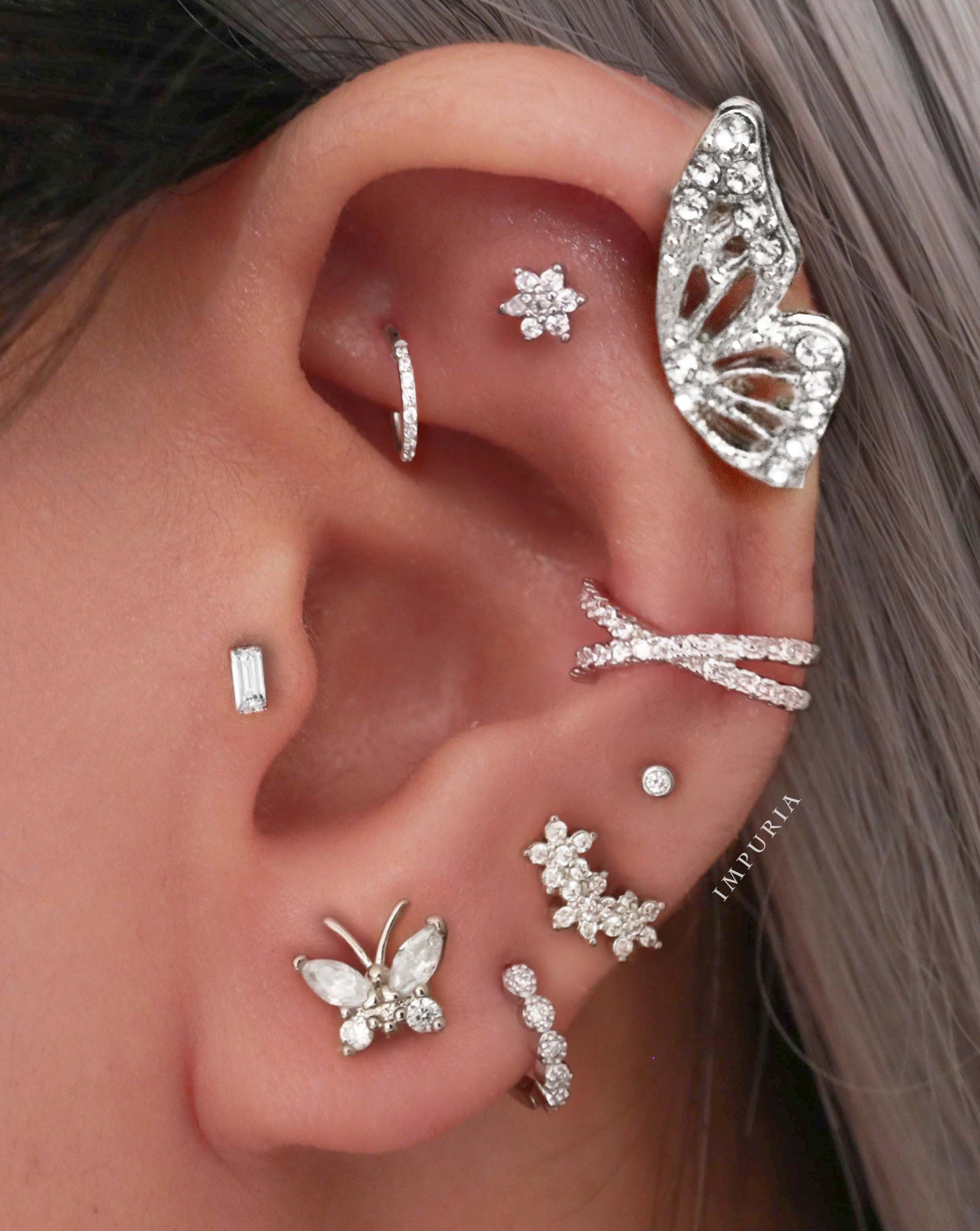 Glitter Crystal Pave Eternity Hinged Segment Hoop Ring Clicker