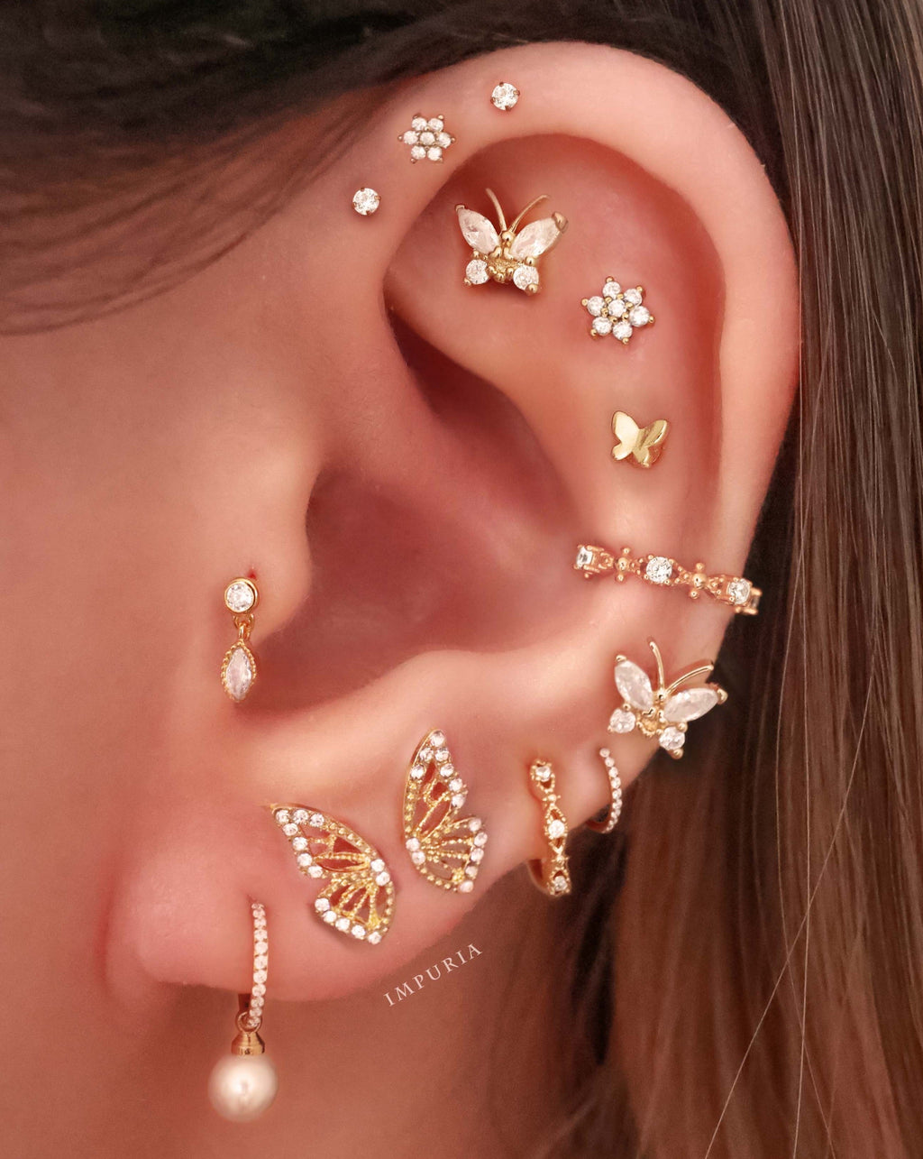 Miki Crystal Flower Ear Piercing Earring Stud Set