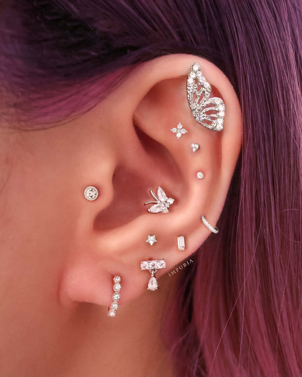 Sparkle Crystal Star Prong Ear Piercing Earring Stud Set
