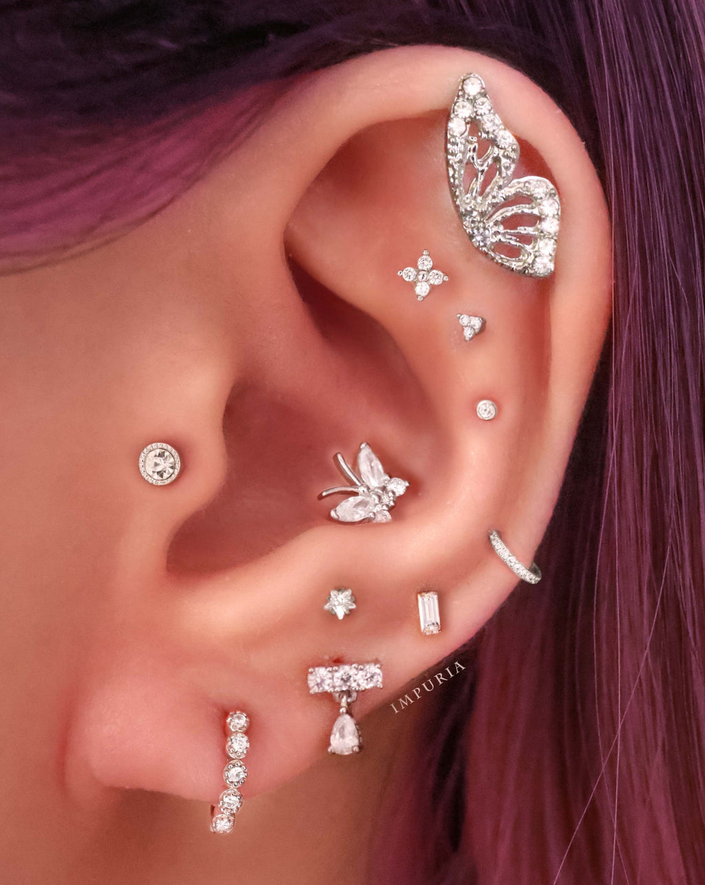 Halo Circle Crystal Milgrain Ear Piercing Stud