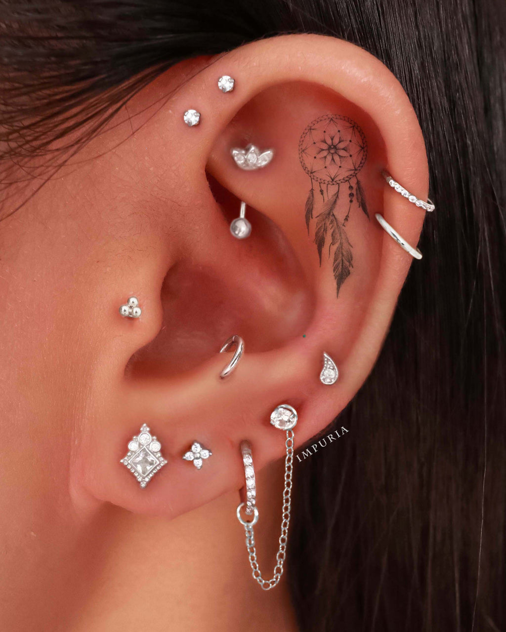 Enya Milgrain Ear Piercing Stud