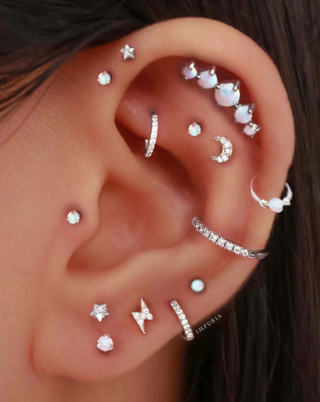 Prismatic Opal Eternity Hinged Segment Hoop Ring Clicker