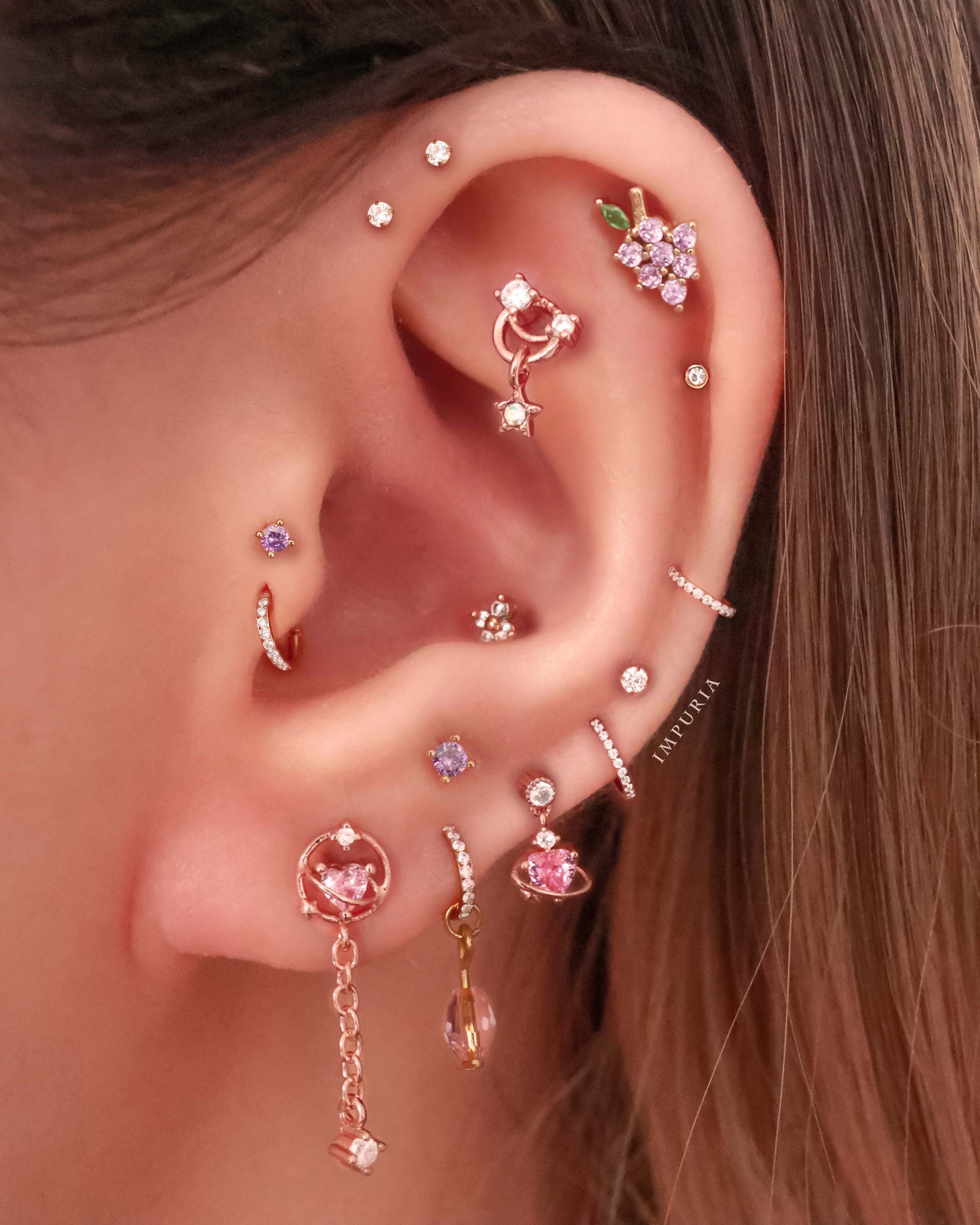 Sparkle Crystal Threaded Prong Ear Piercing Earring Stud Set