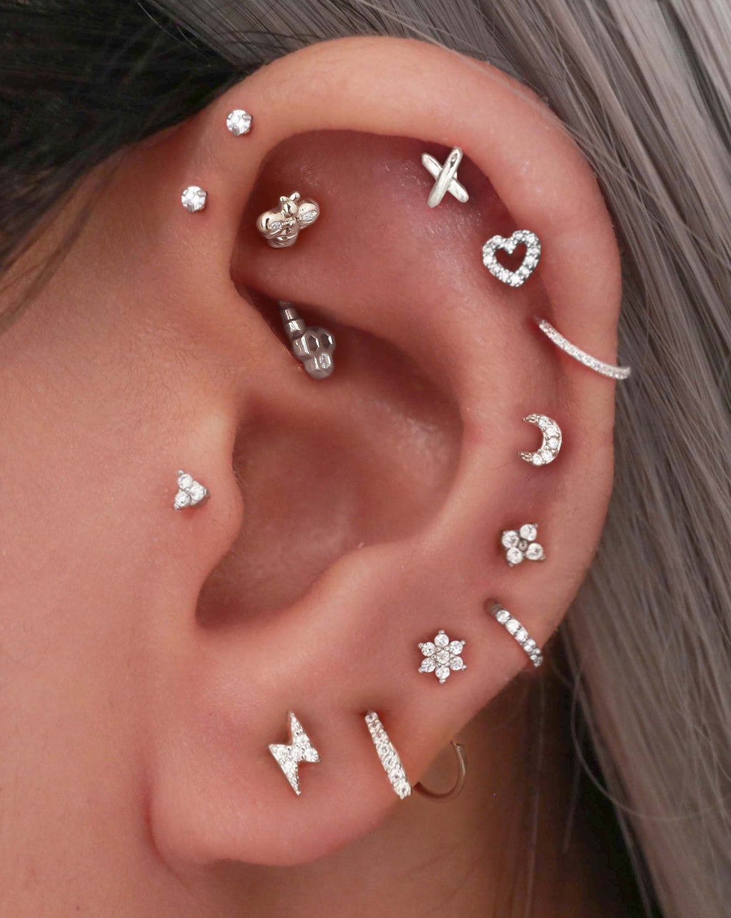 Luxe Crystal Pave 14K Gold Eternity Hinged Hoop Ring Clicker