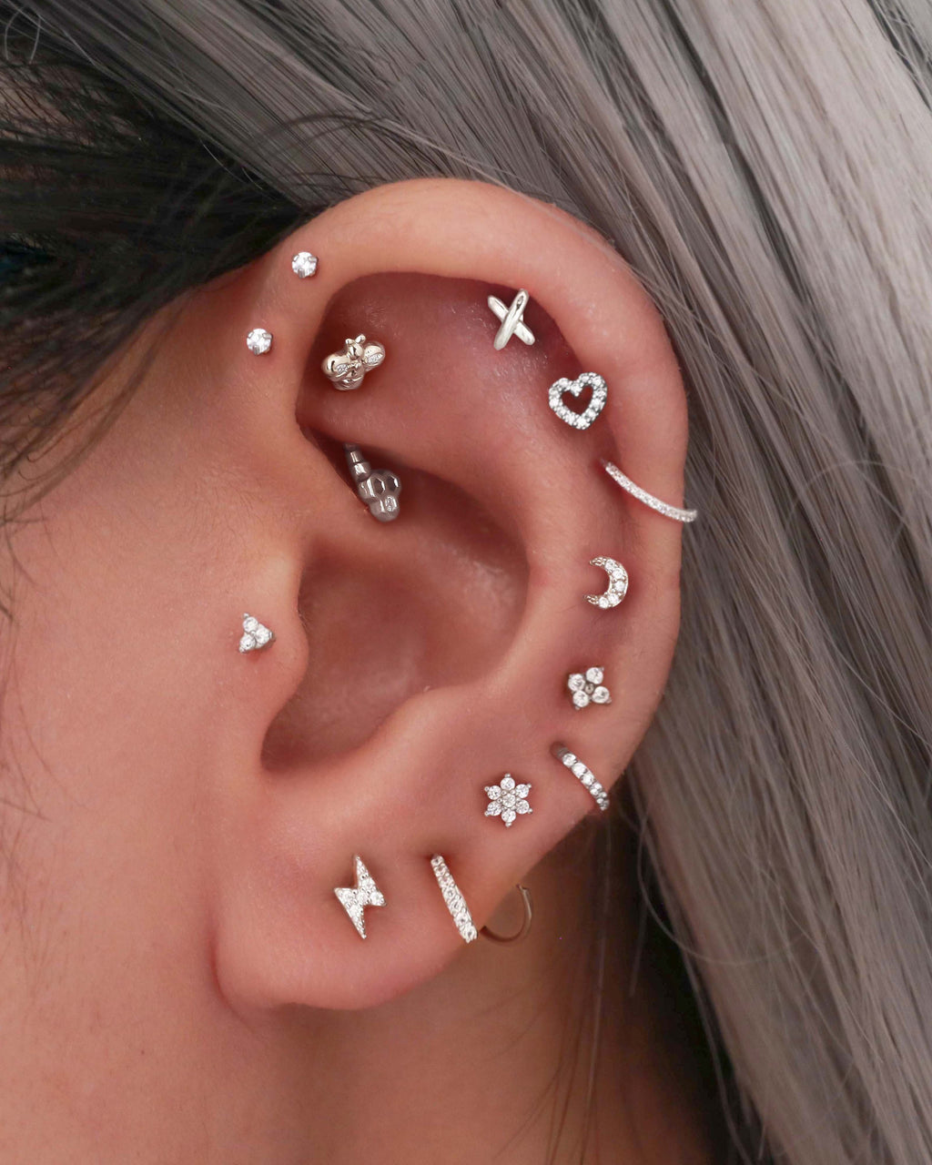 June Minimalist Crystal Spiral Hoop Earrings