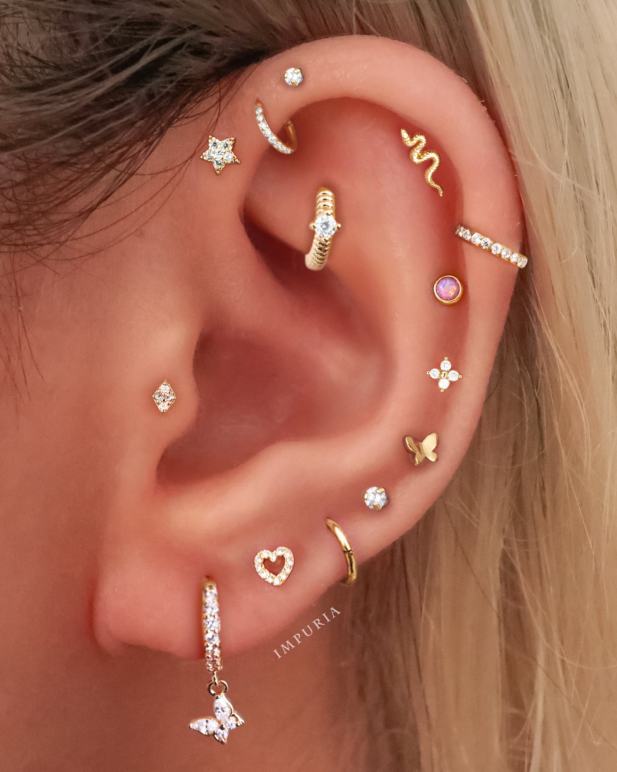 Sirius Crystal Star Ear Piercing Earring Stud Set