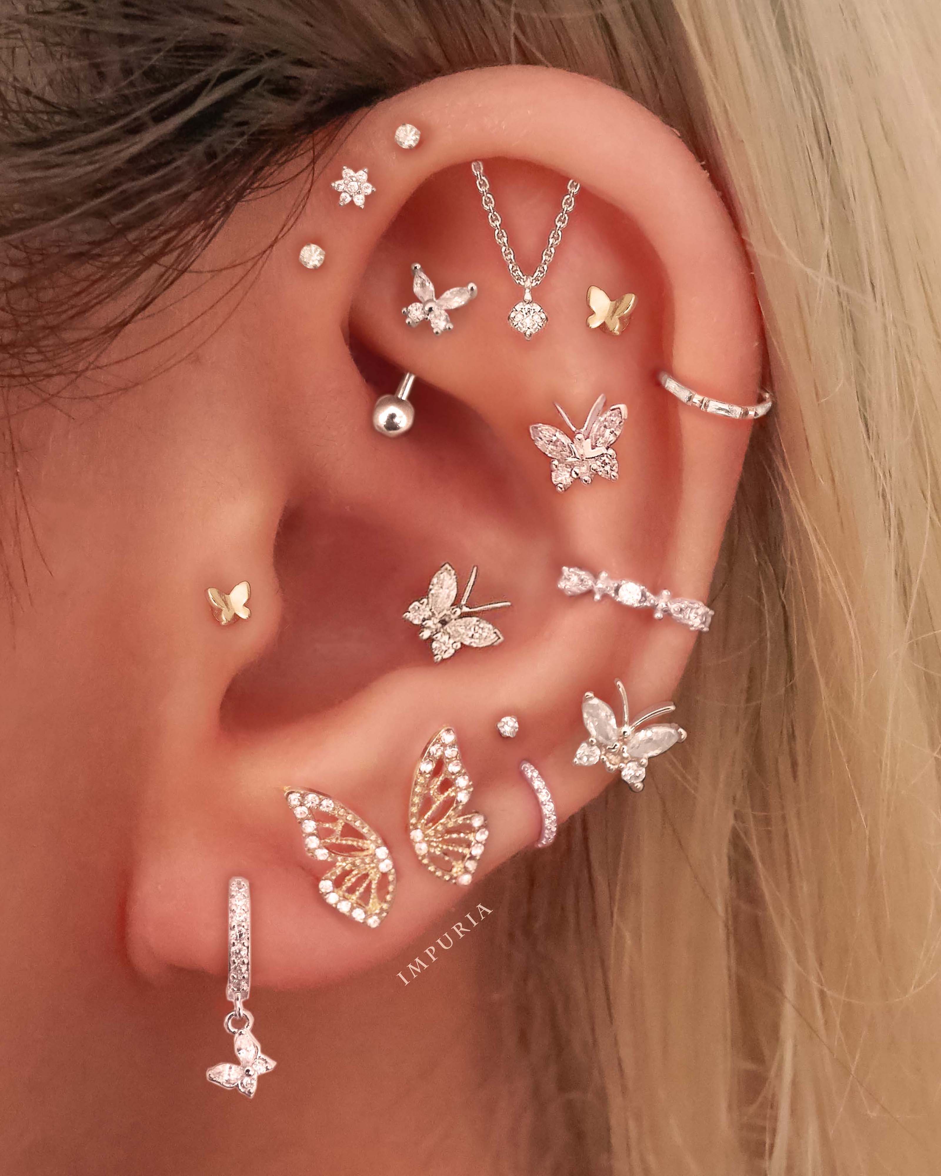 Miki Crystal Flower Ear Piercing Earring Stud Set