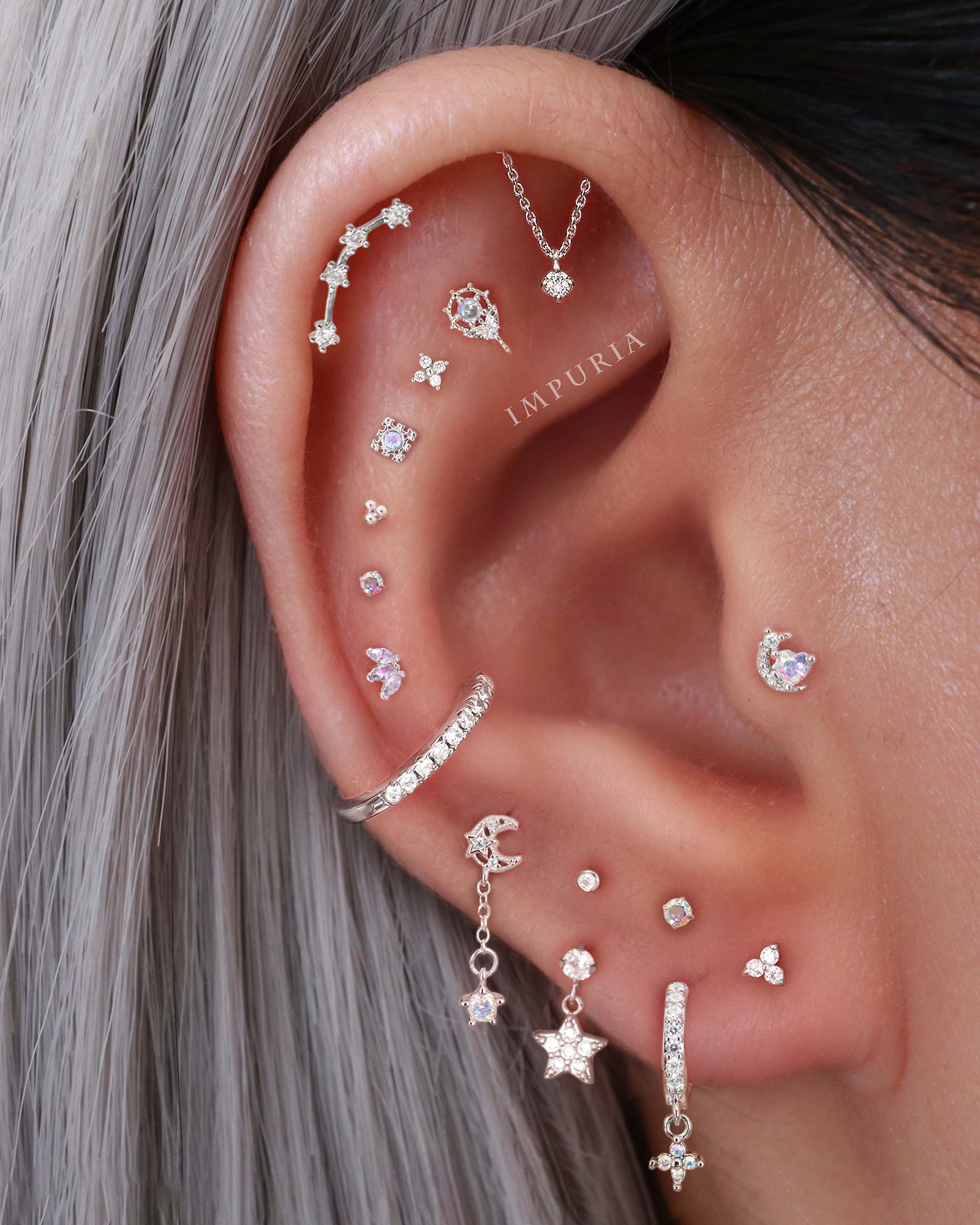 Shrina Aurora Borealis Crystal Fleur Ear Piercing Earring Stud