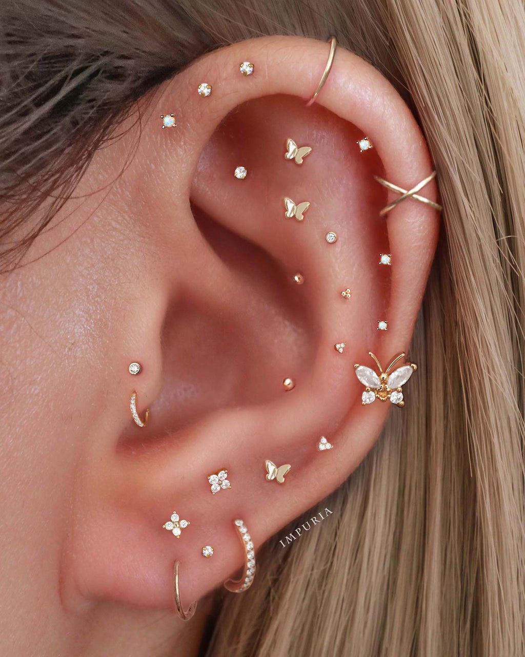 Eternity Crystal 14K Gold Ear Piercing Stud