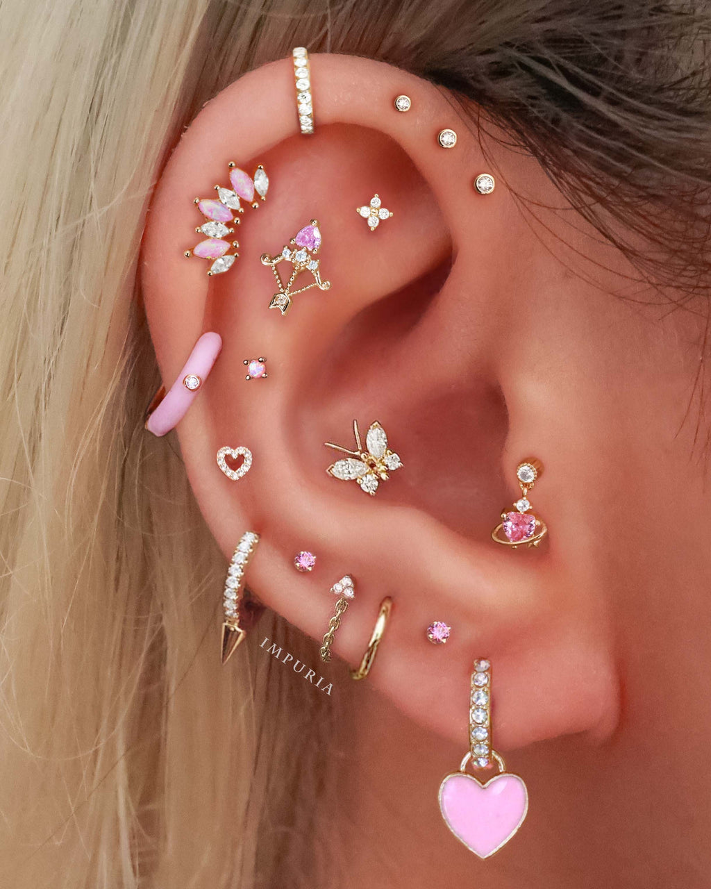 Laquer Crystal Bezel Enamel Hoop Huggie Earrings