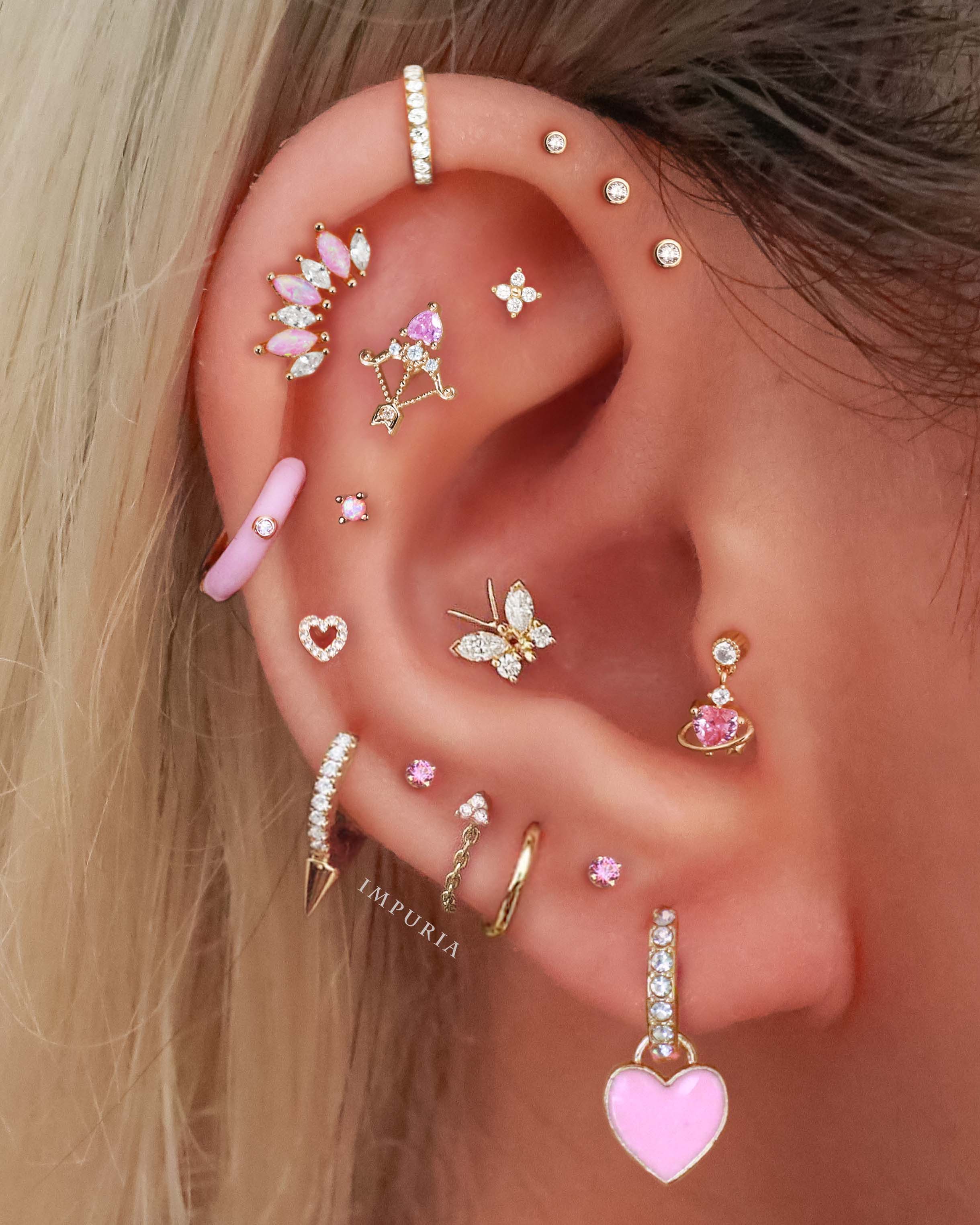 Laquer Crystal Bezel Enamel Hoop Huggie Earrings