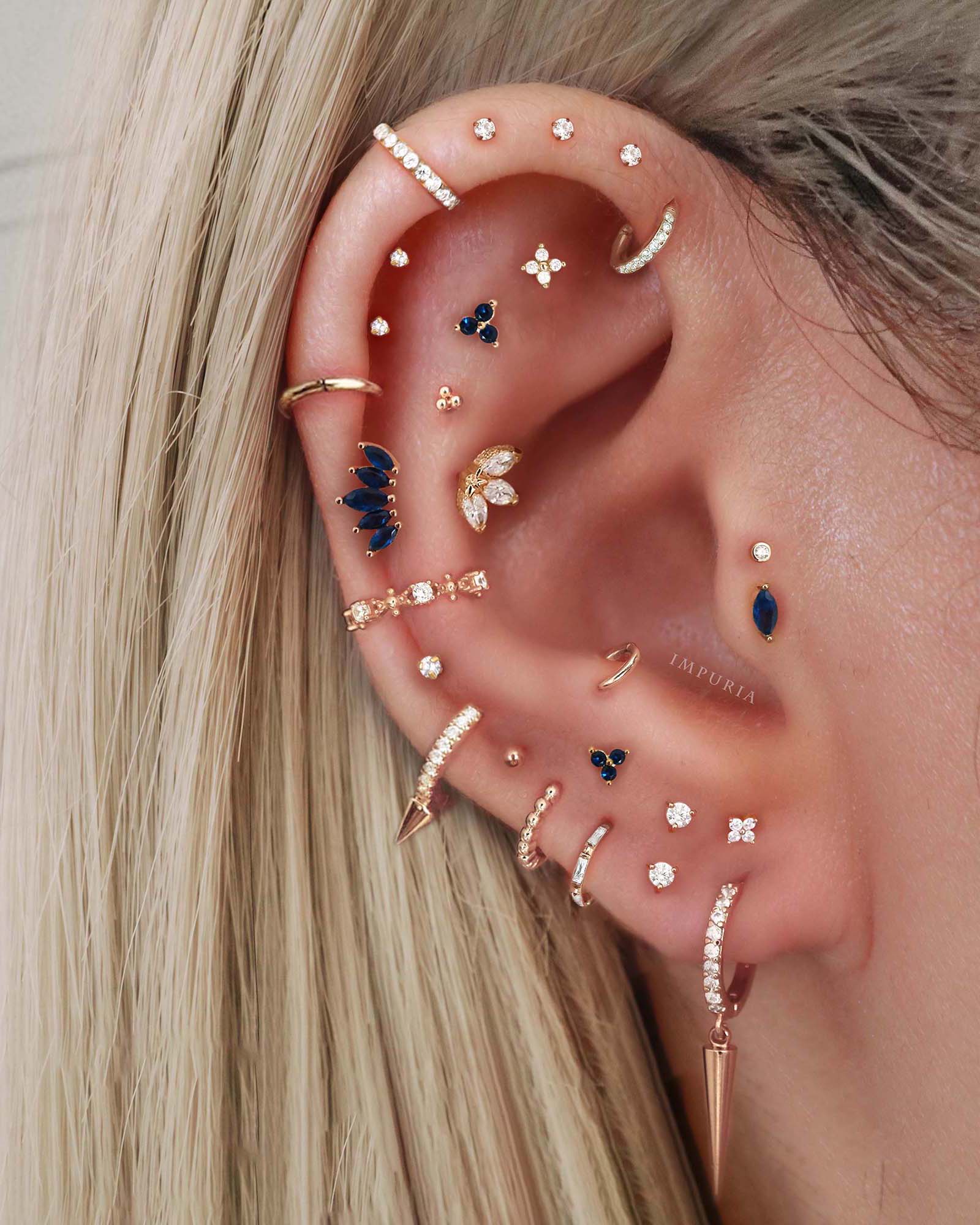 Ava Triple Prong Crystal 14K Gold Stud Earrings