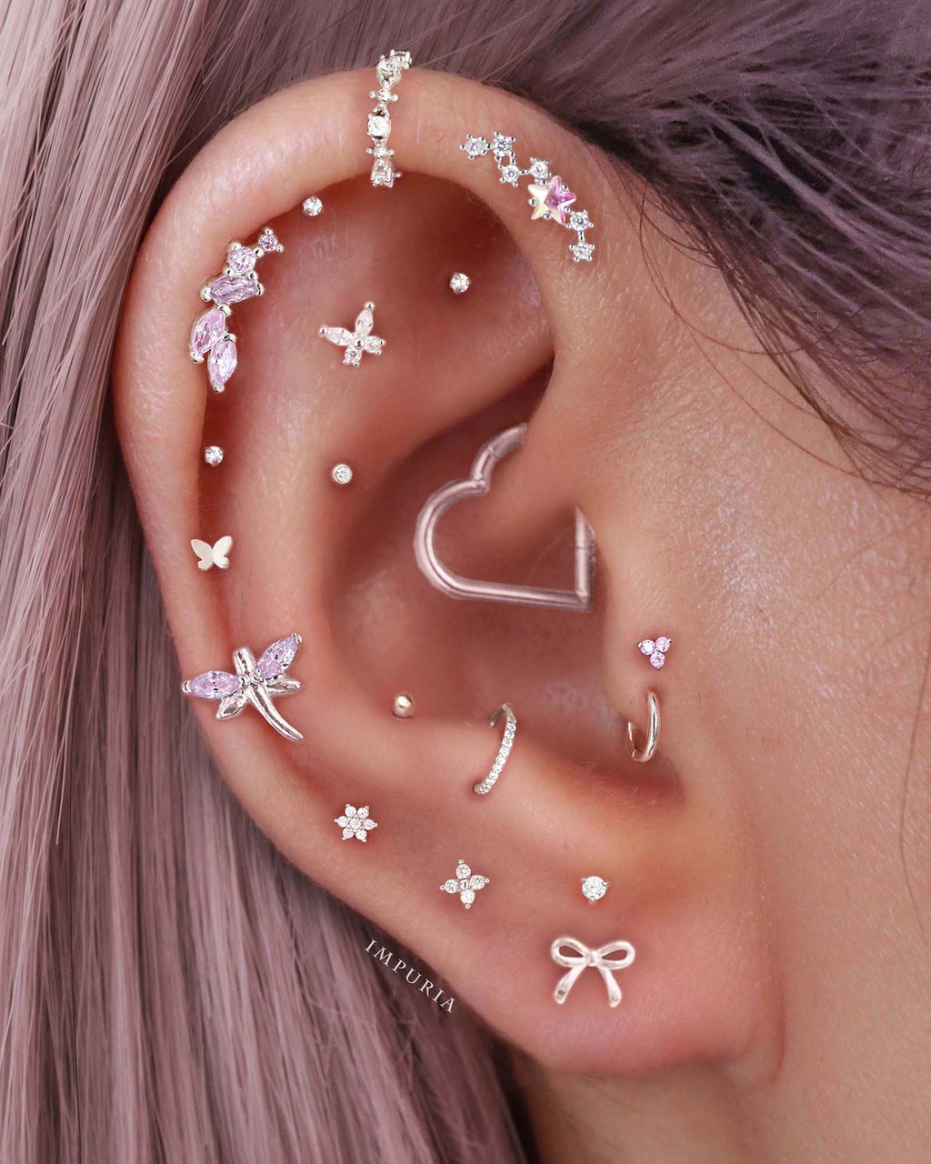 Spirit Dragonfly Pink Crystal Ear Piercing Earring Stud