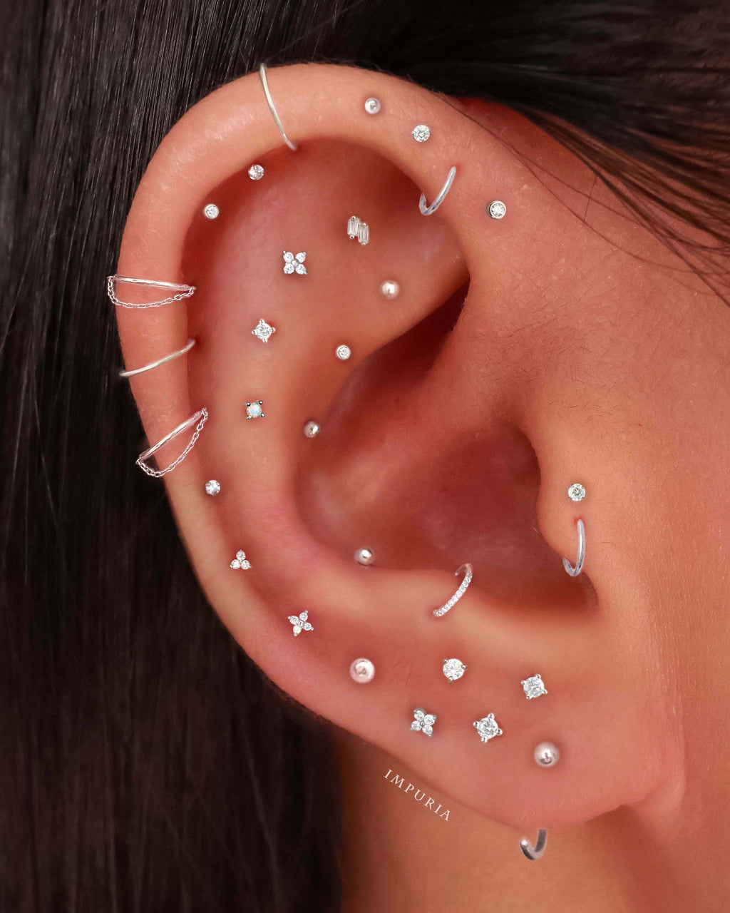 Ava Triple Prong Crystal 14K Gold Stud Earrings