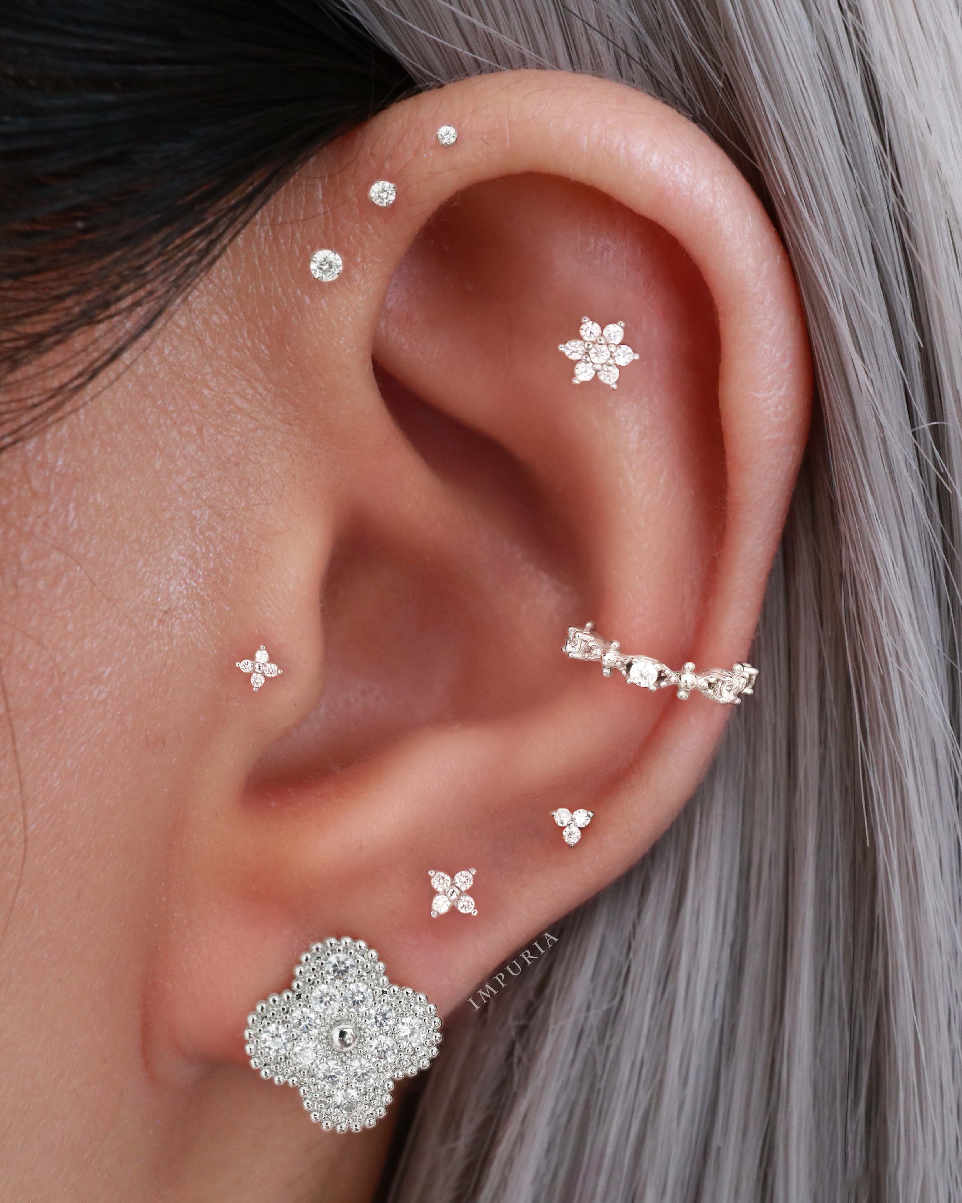Eternity Crystal 14K Gold Ear Piercing Stud