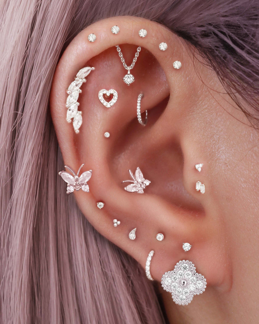 Ava Triple Prong Crystal 14K Gold Stud Earrings