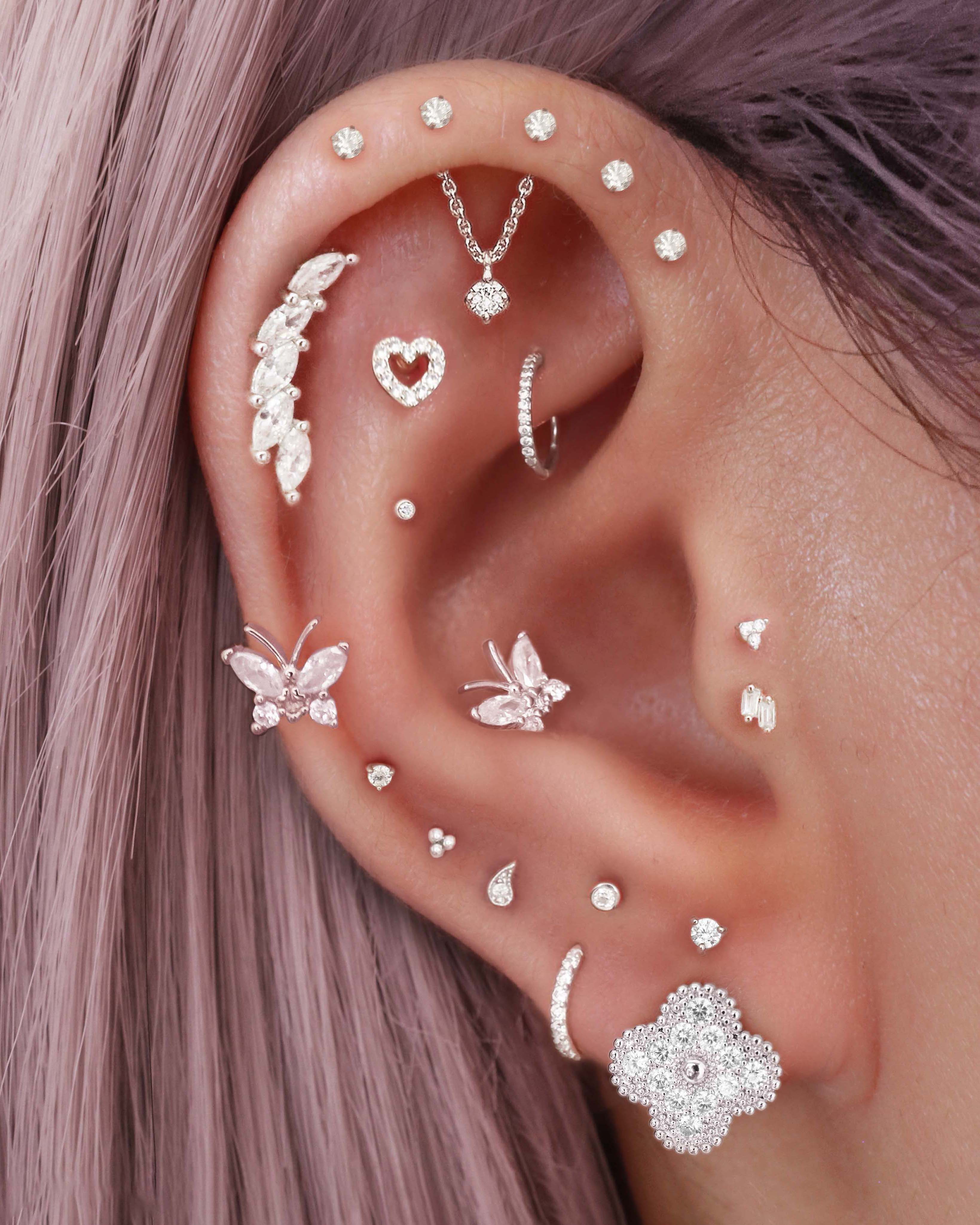 Ava Triple Prong Crystal 14K Gold Stud Earrings