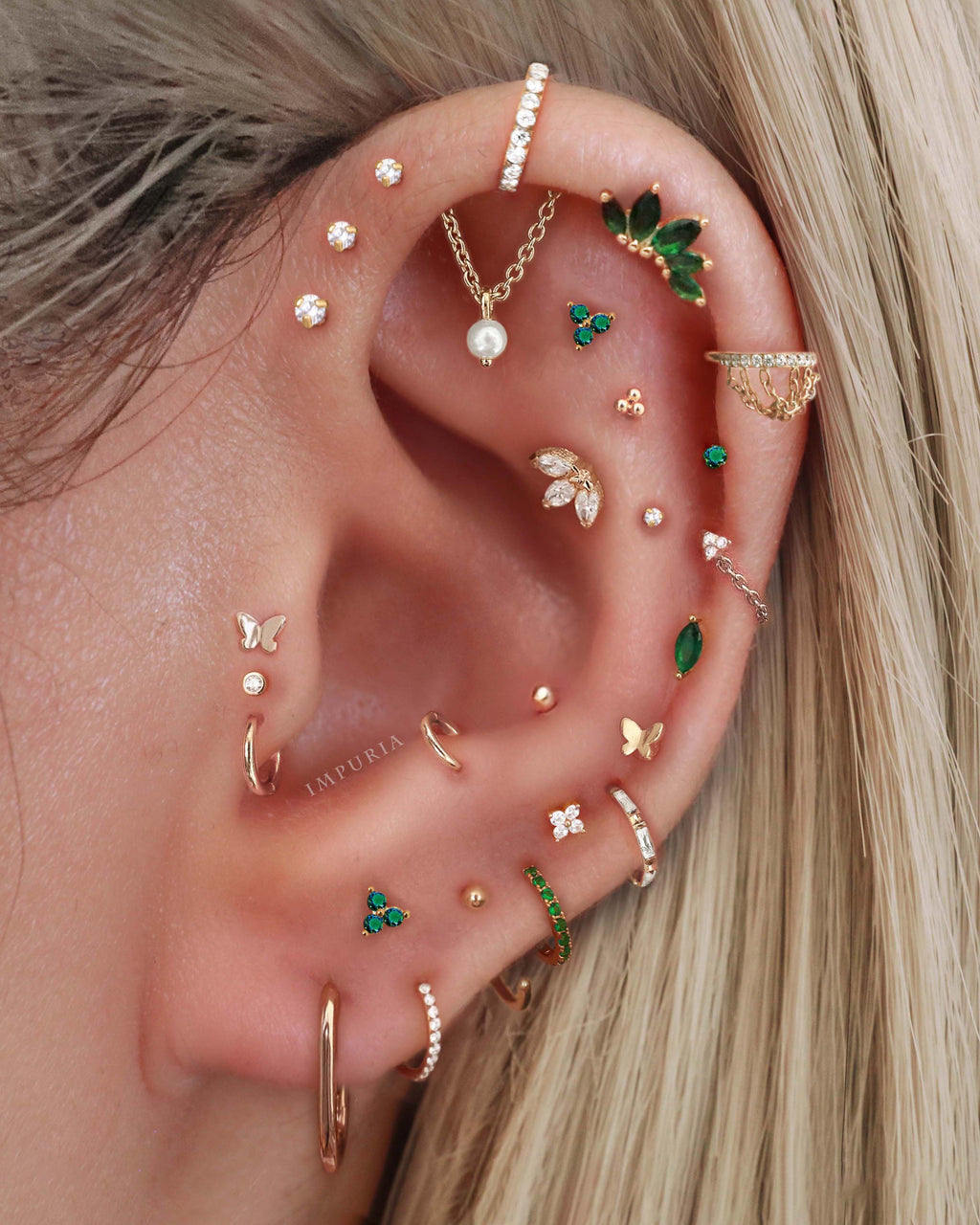Clover Crystal Lotus Ear Piercing Earring Stud