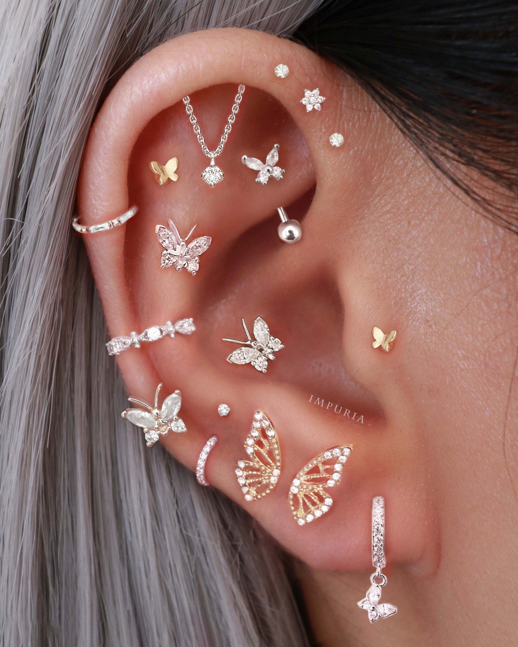 Sparkle Crystal Star Prong Ear Piercing Earring Stud Set