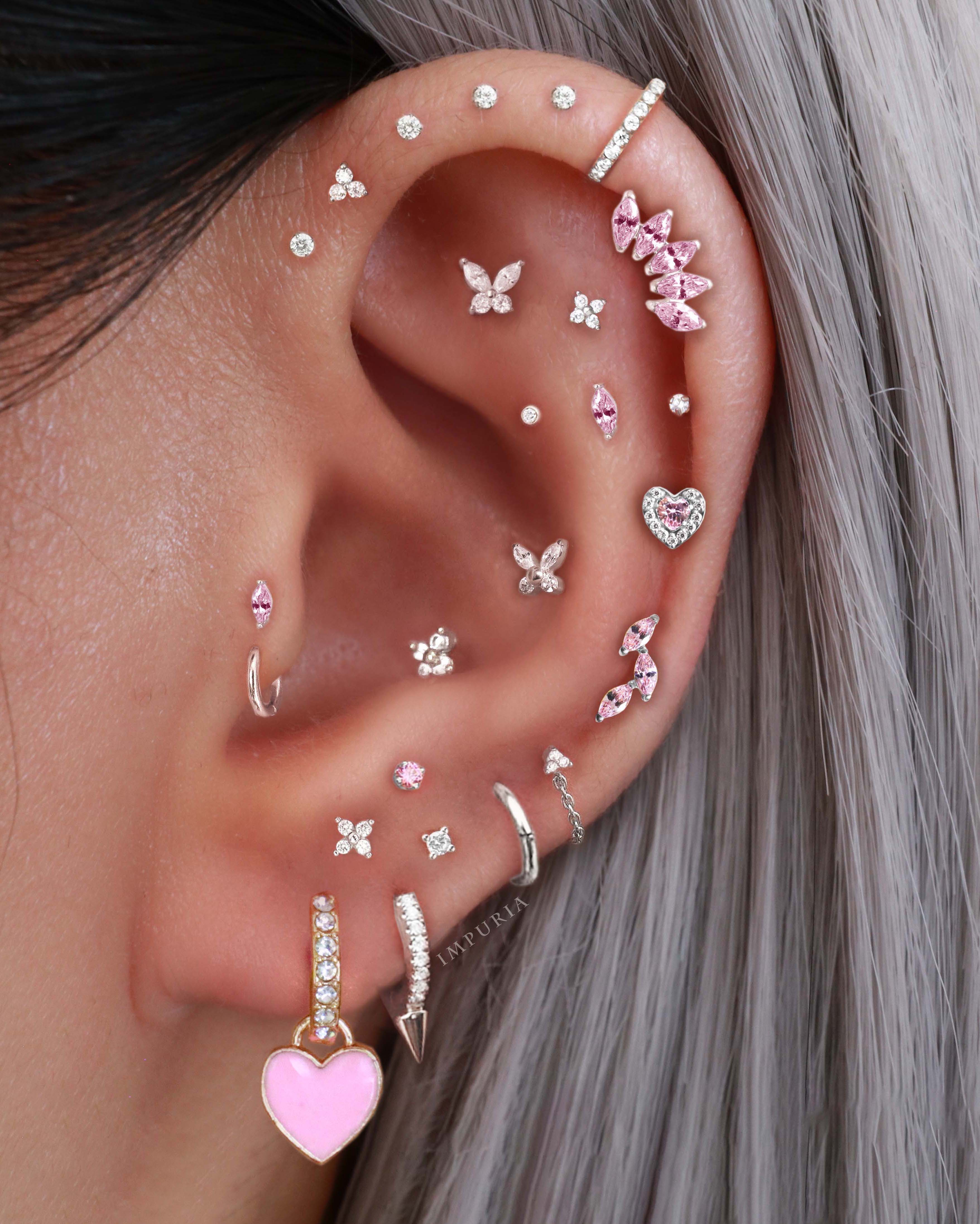 Sparkle Crystal Threaded Prong Ear Piercing Earring Stud Set