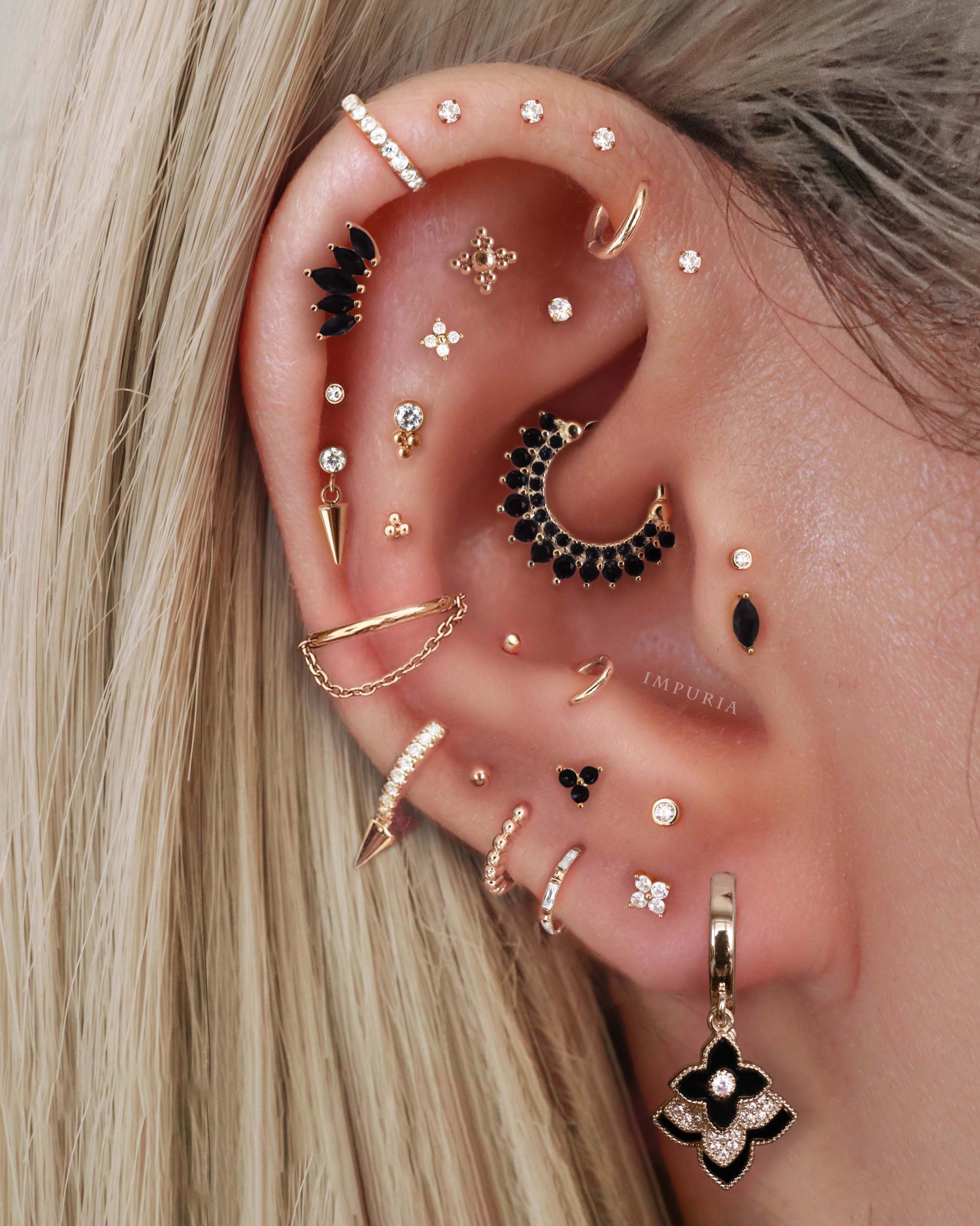 Eli Crystal Pave Single Spike Eternity Hoop Huggie Earrings