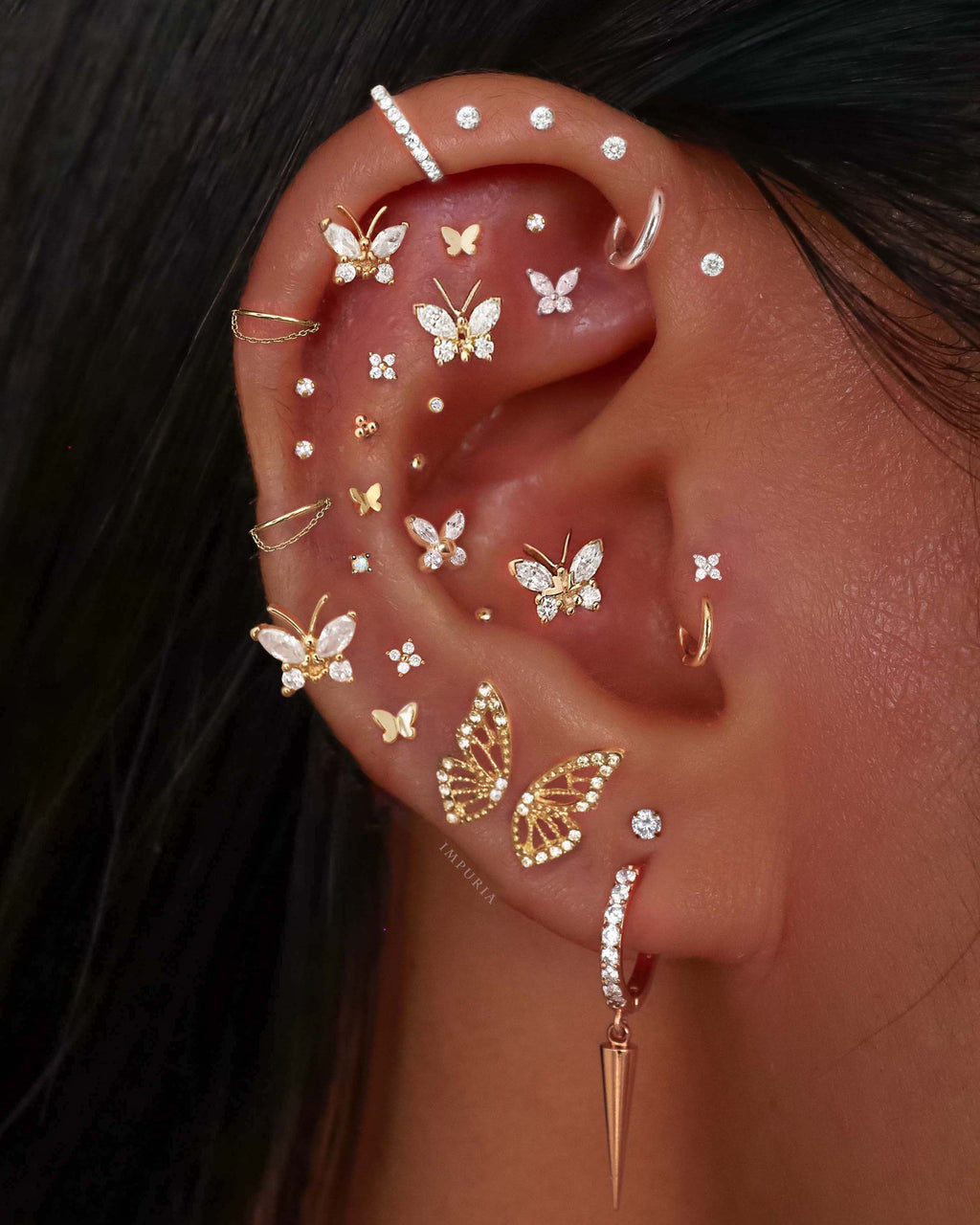 Aura Opal Sparkle Threaded Prong Ear Piercing Earring Stud Set