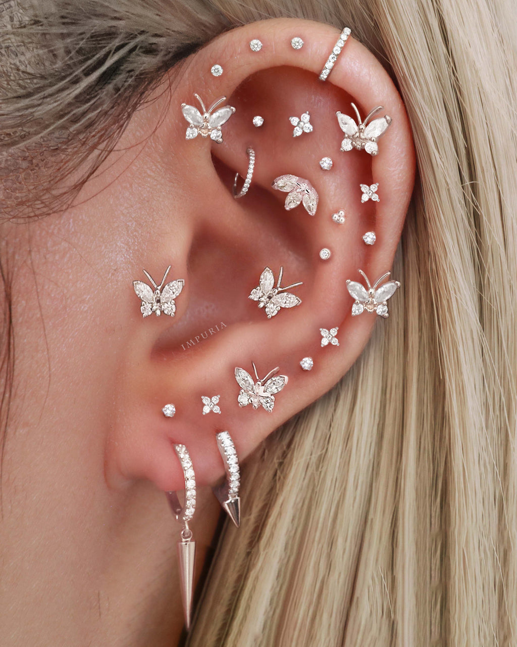 Eternity Crystal 14K Gold Ear Piercing Stud