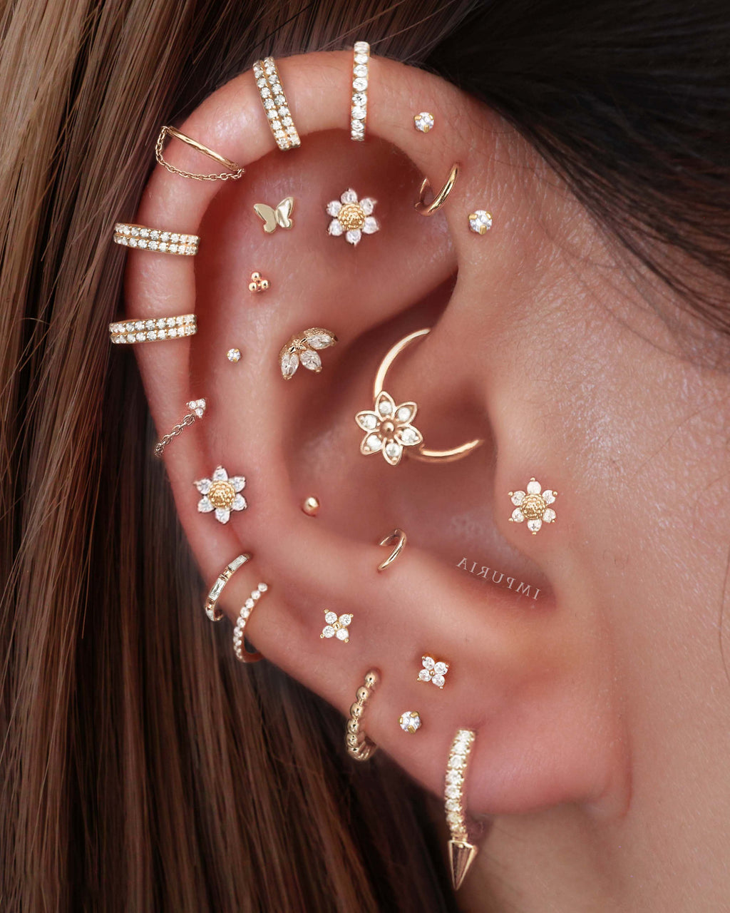 Eternity Crystal 14K Gold Ear Piercing Stud