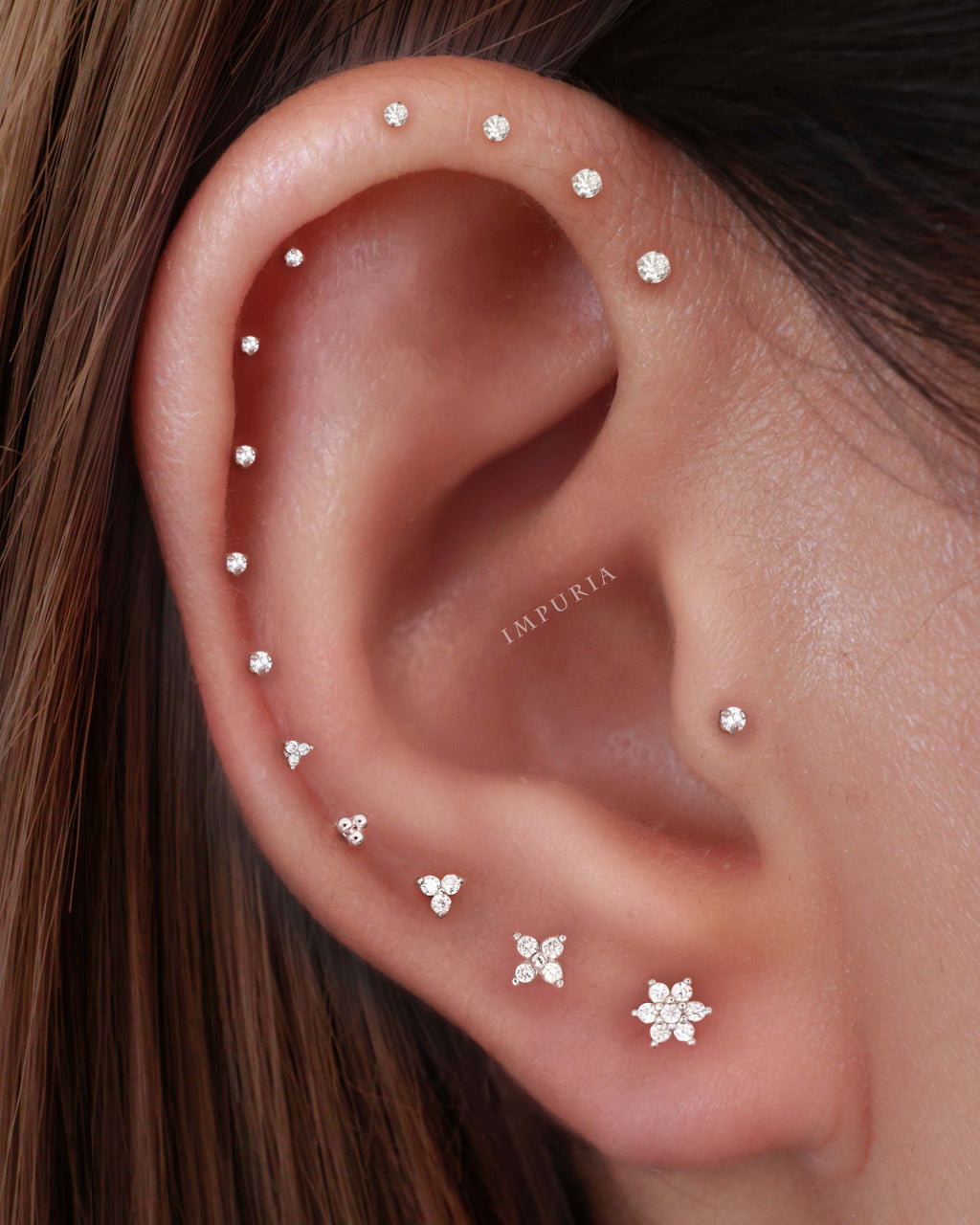 Sparkle Crystal Threaded Prong Ear Piercing Earring Stud Set