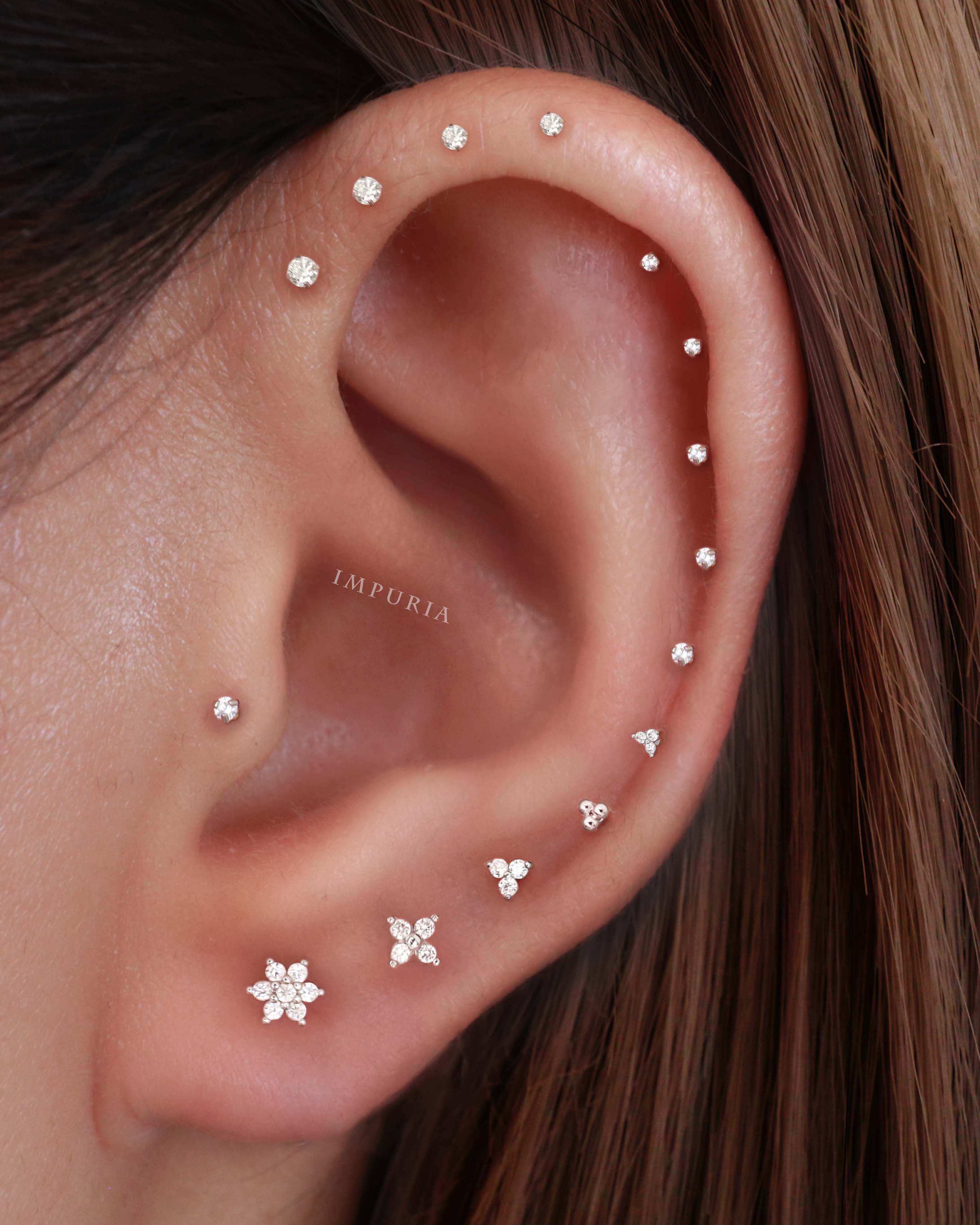 Eternity Crystal 14K Gold Ear Piercing Stud