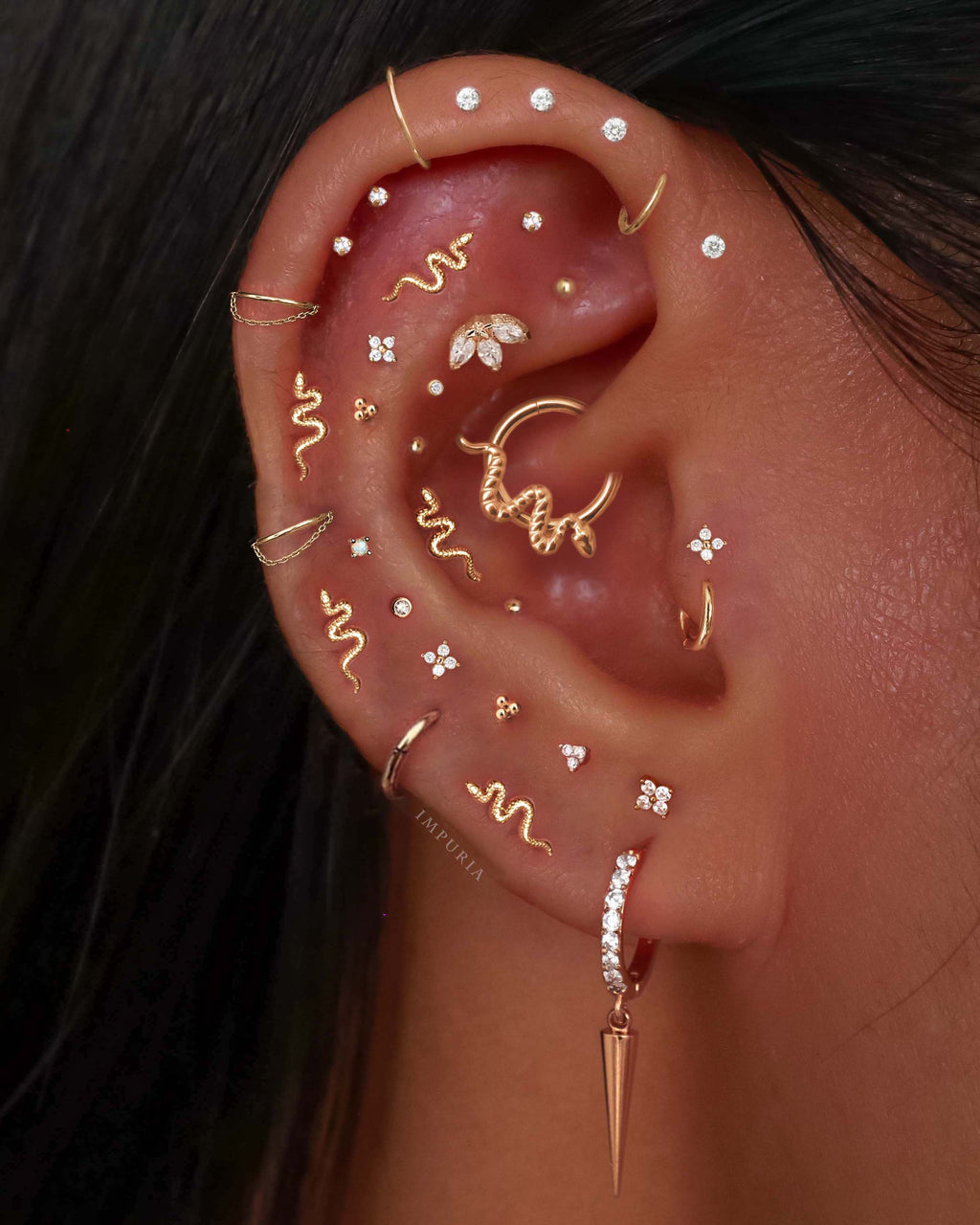 Eli Spike Drop Eternity Huggie Hoop Earrings