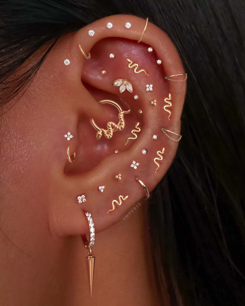 Eli Spike Drop Eternity Huggie Hoop Earrings