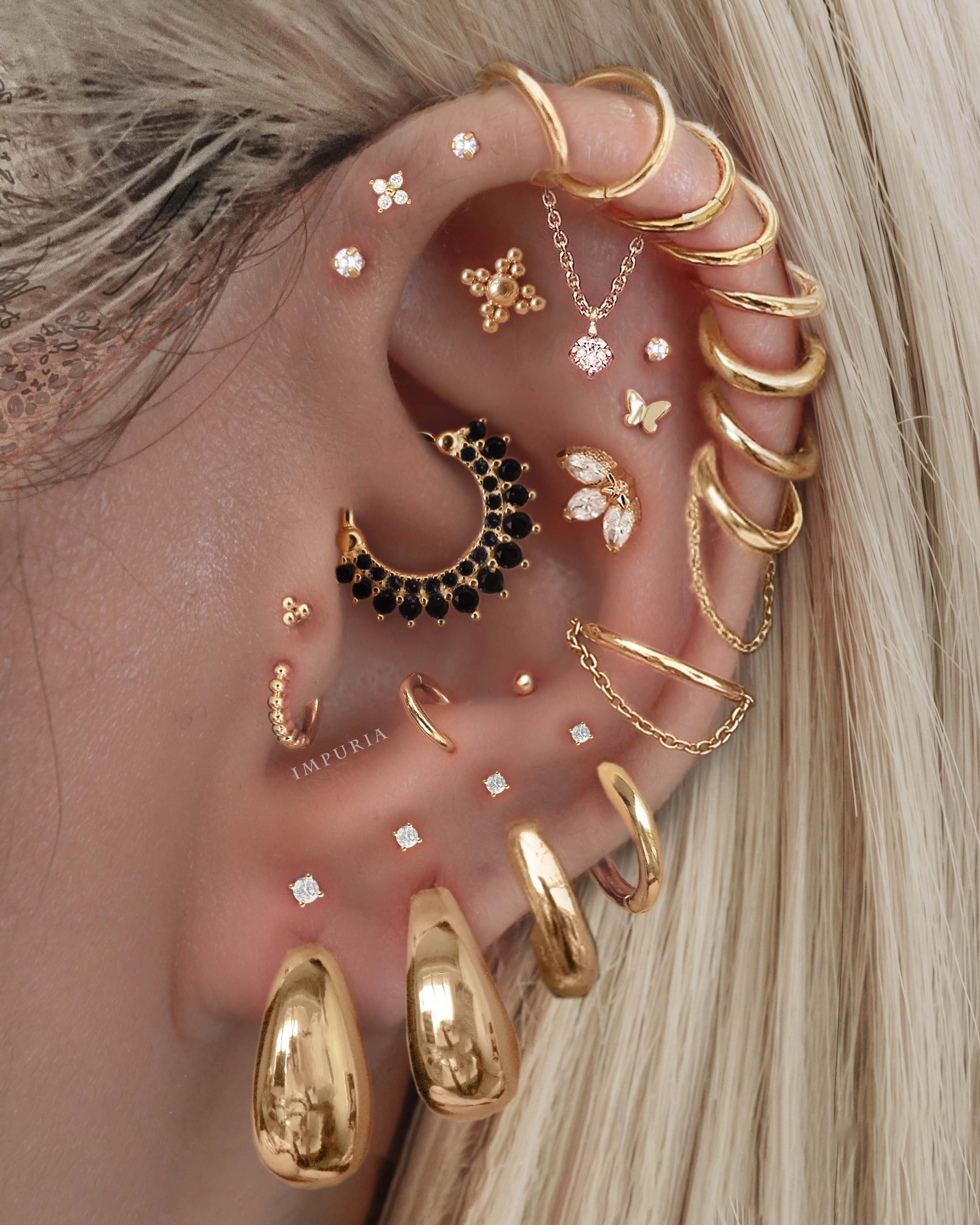 Eternity Crystal 14K Gold Ear Piercing Stud