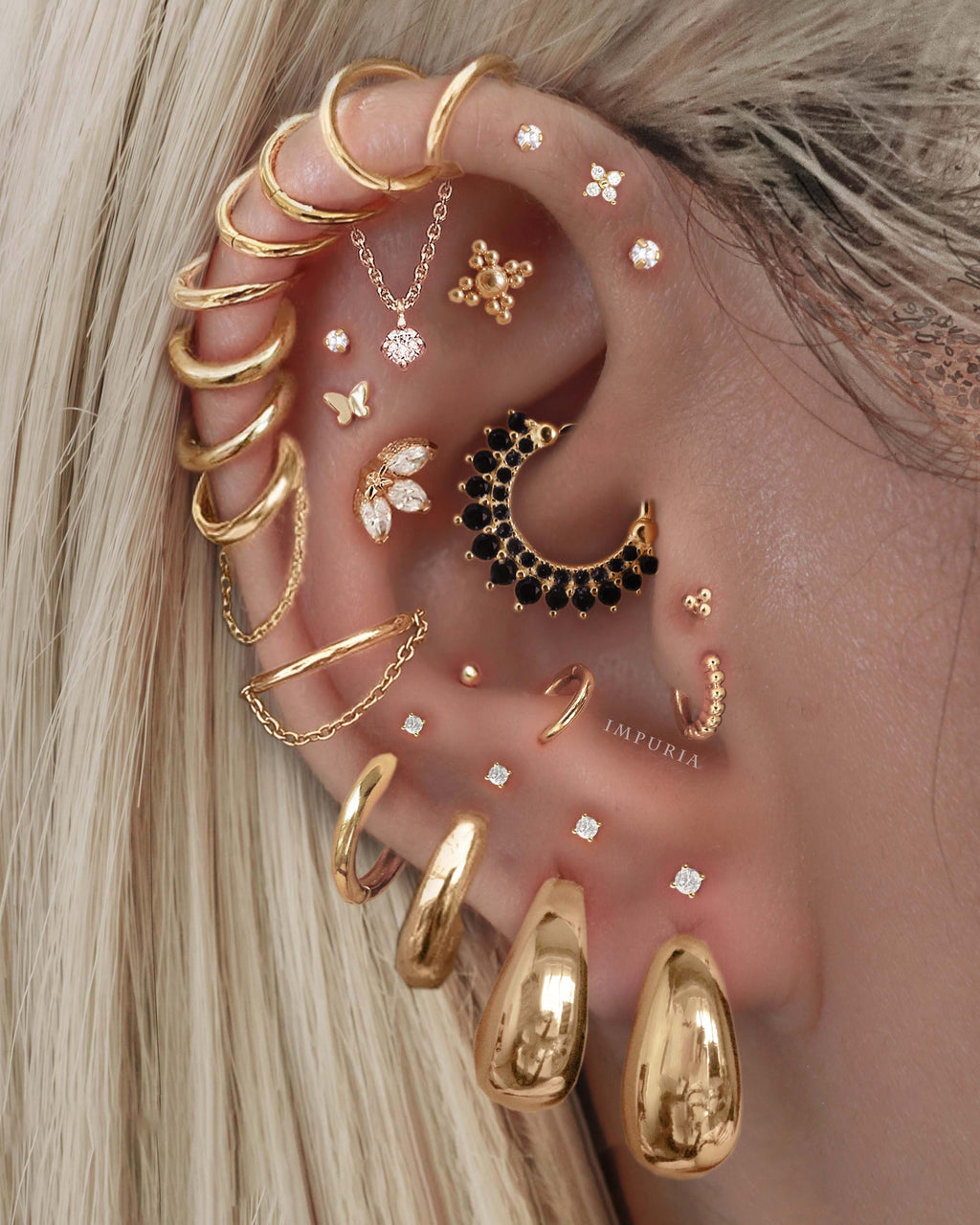 Indigo Beaded Ear Piercing Stud