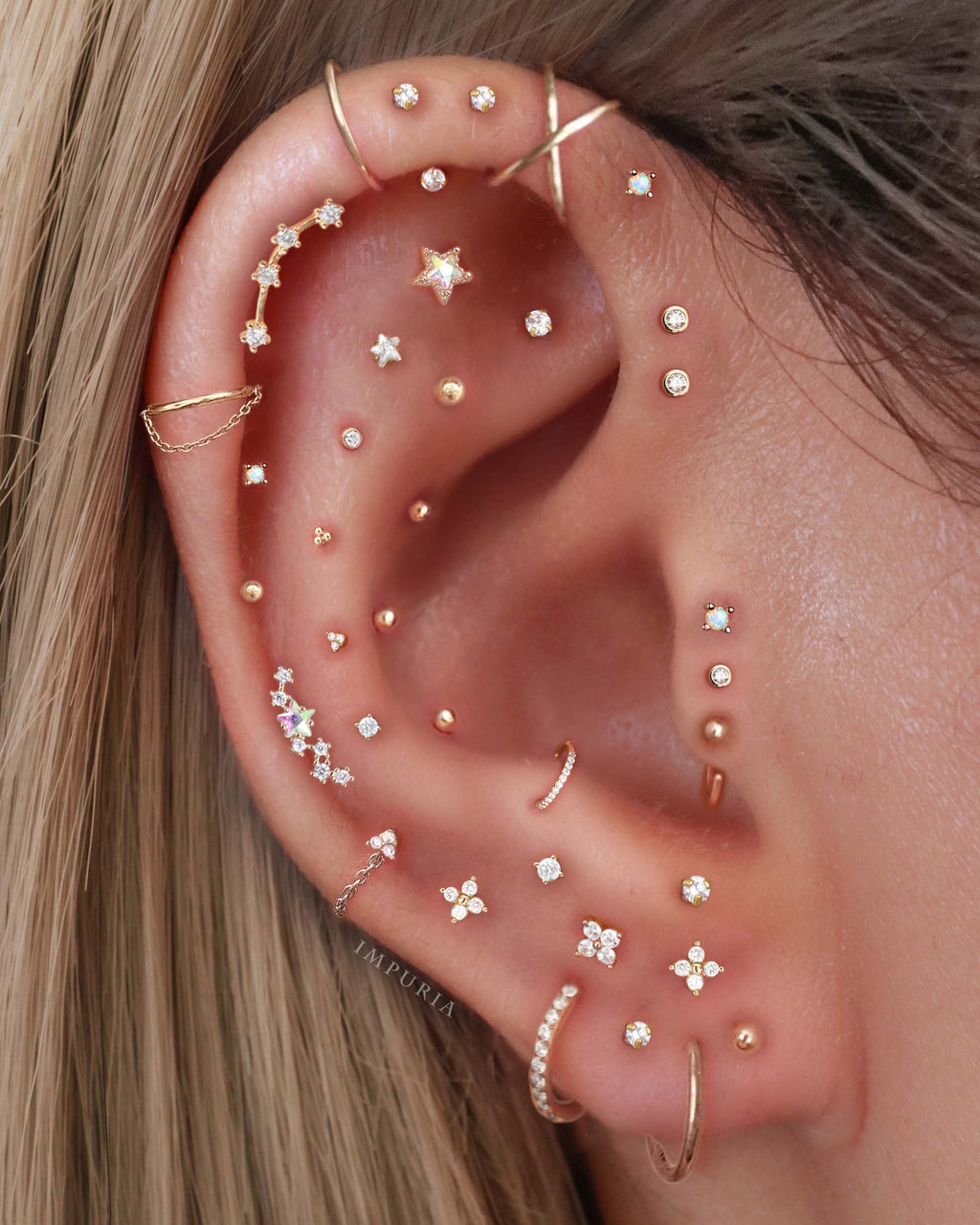 Eternity Crystal 14K Gold Ear Piercing Stud